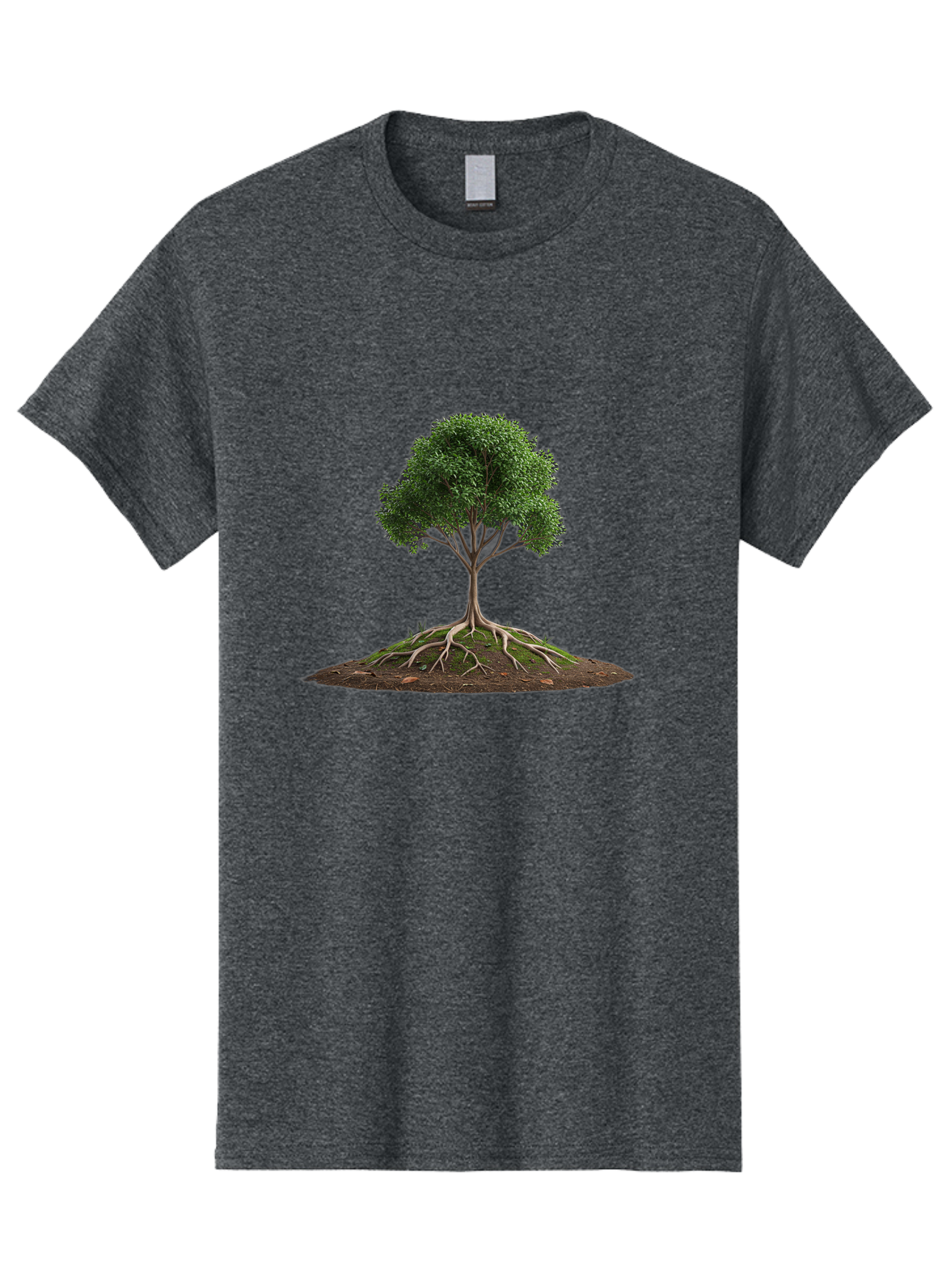 Tree-With-Exposed-Roots Men'S Graphic Tee, 100% Cotton, Comfortable Casual Summer Wear, Machine Washable, Tree With Exposed Roots, Green Leaves, Earthy Tones, Natural Scenery, Outdoor Landscape, Growth, Foliage, Branches, Trunk, Sprouts Bab550 13
