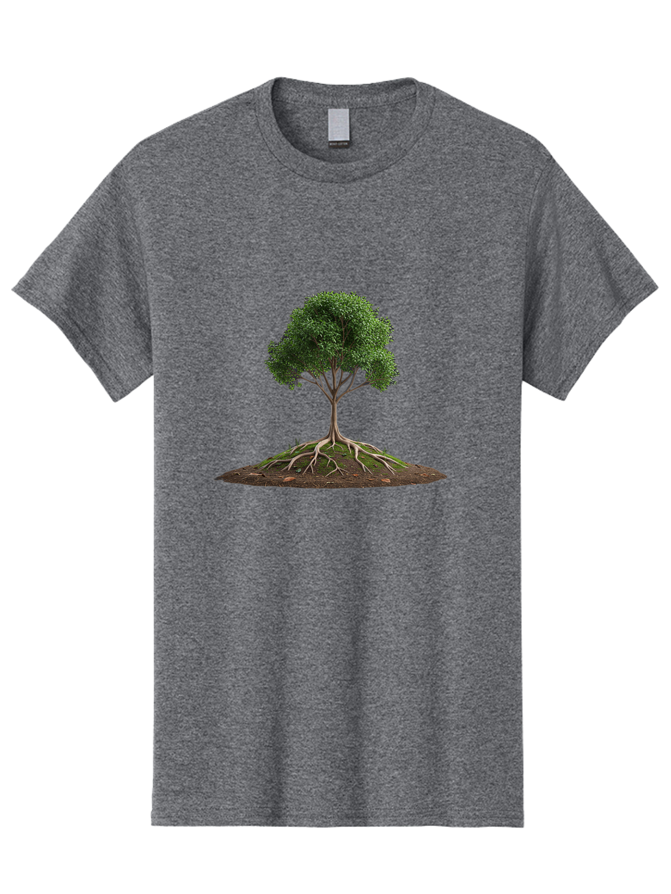 Tree-With-Exposed-Roots Men'S Graphic Tee, 100% Cotton, Comfortable Casual Summer Wear, Machine Washable, Tree With Exposed Roots, Green Leaves, Earthy Tones, Natural Scenery, Outdoor Landscape, Growth, Foliage, Branches, Trunk, Sprouts Bab550 15