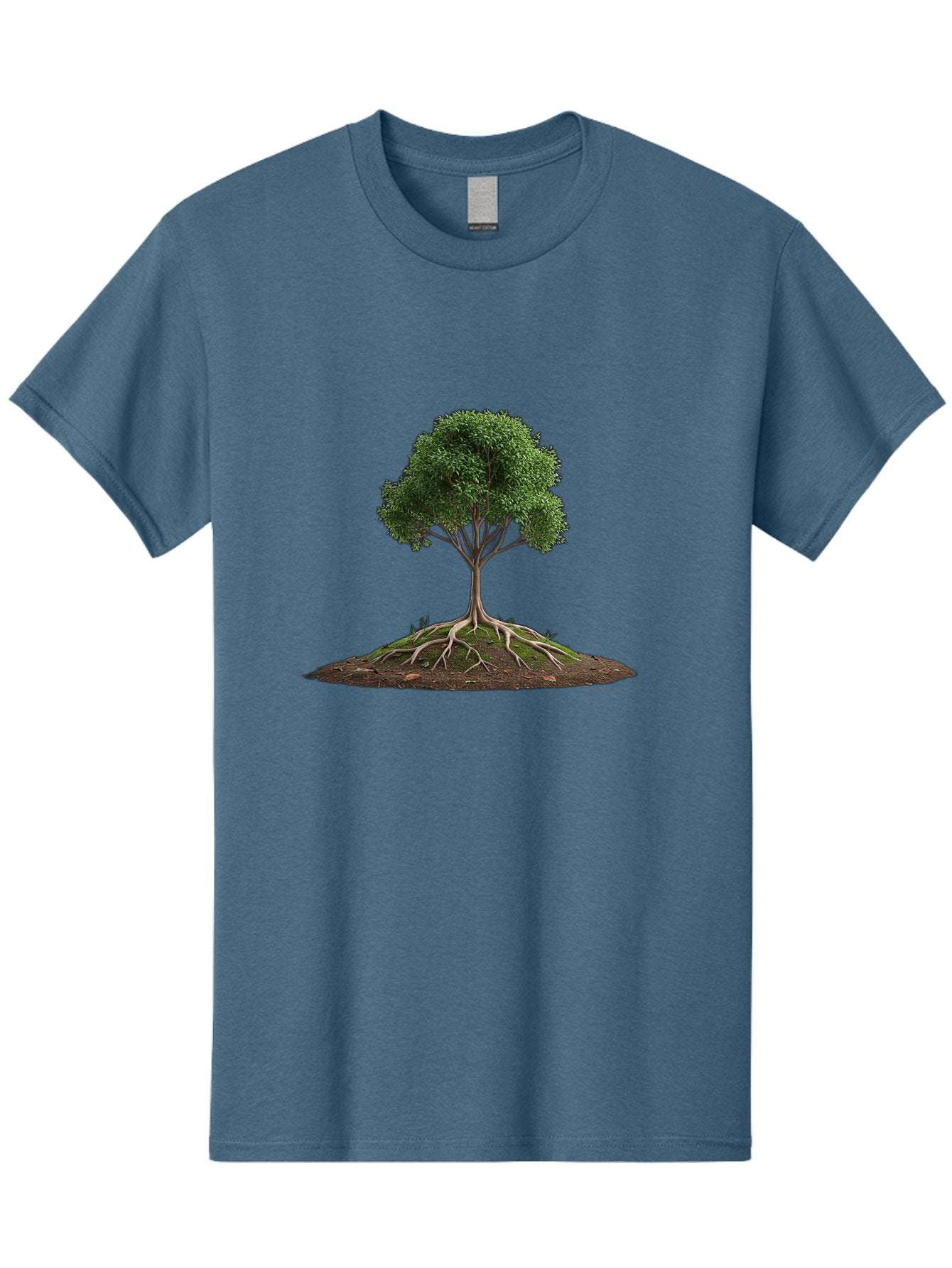 Tree-With-Exposed-Roots Men'S Graphic Tee, 100% Cotton, Comfortable Casual Summer Wear, Machine Washable, Tree With Exposed Roots, Green Leaves, Earthy Tones, Natural Scenery, Outdoor Landscape, Growth, Foliage, Branches, Trunk, Sprouts Bab550 8