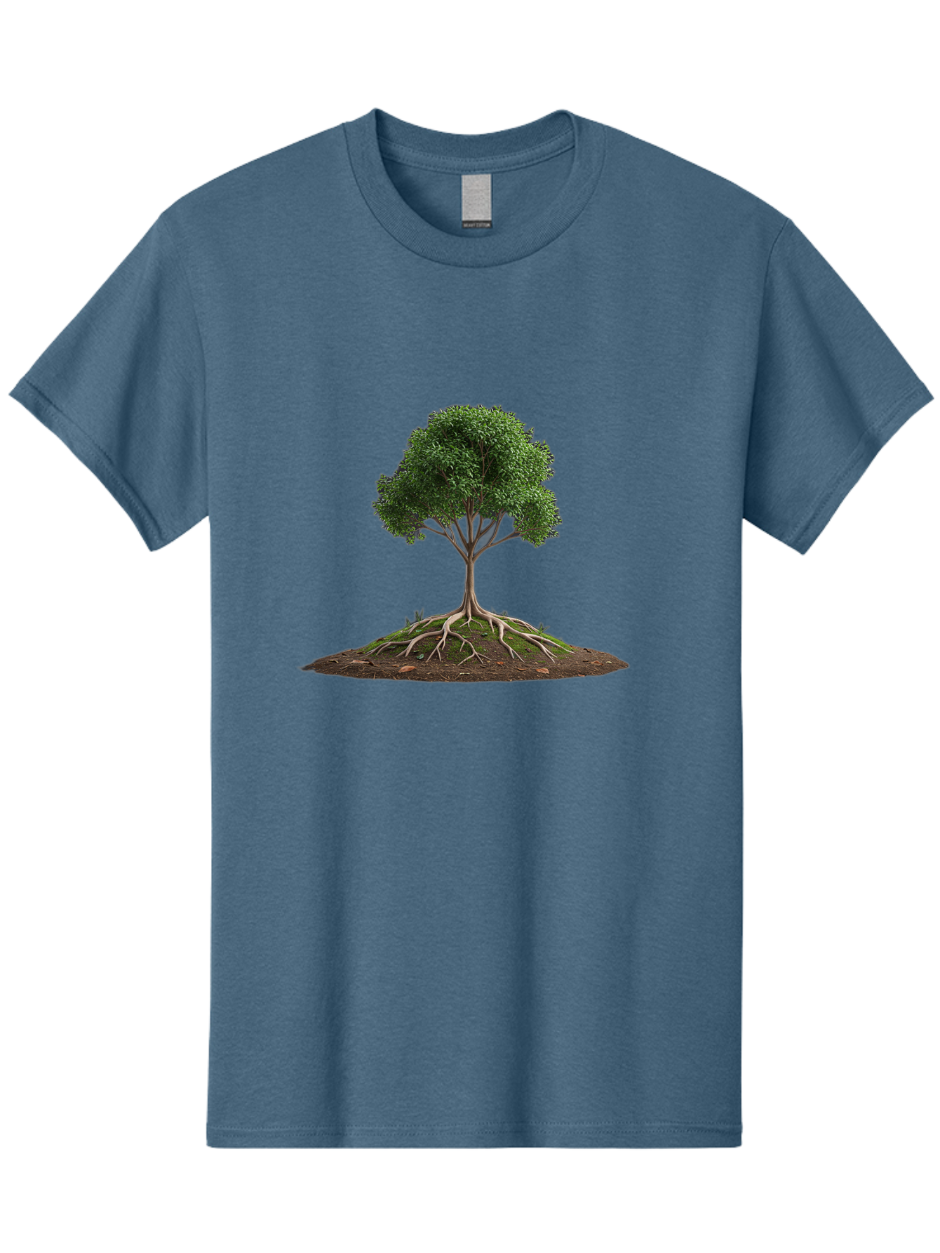 Tree-With-Exposed-Roots Men'S Graphic Tee, 100% Cotton, Comfortable Casual Summer Wear, Machine Washable, Tree With Exposed Roots, Green Leaves, Earthy Tones, Natural Scenery, Outdoor Landscape, Growth, Foliage, Branches, Trunk, Sprouts Bab550 6