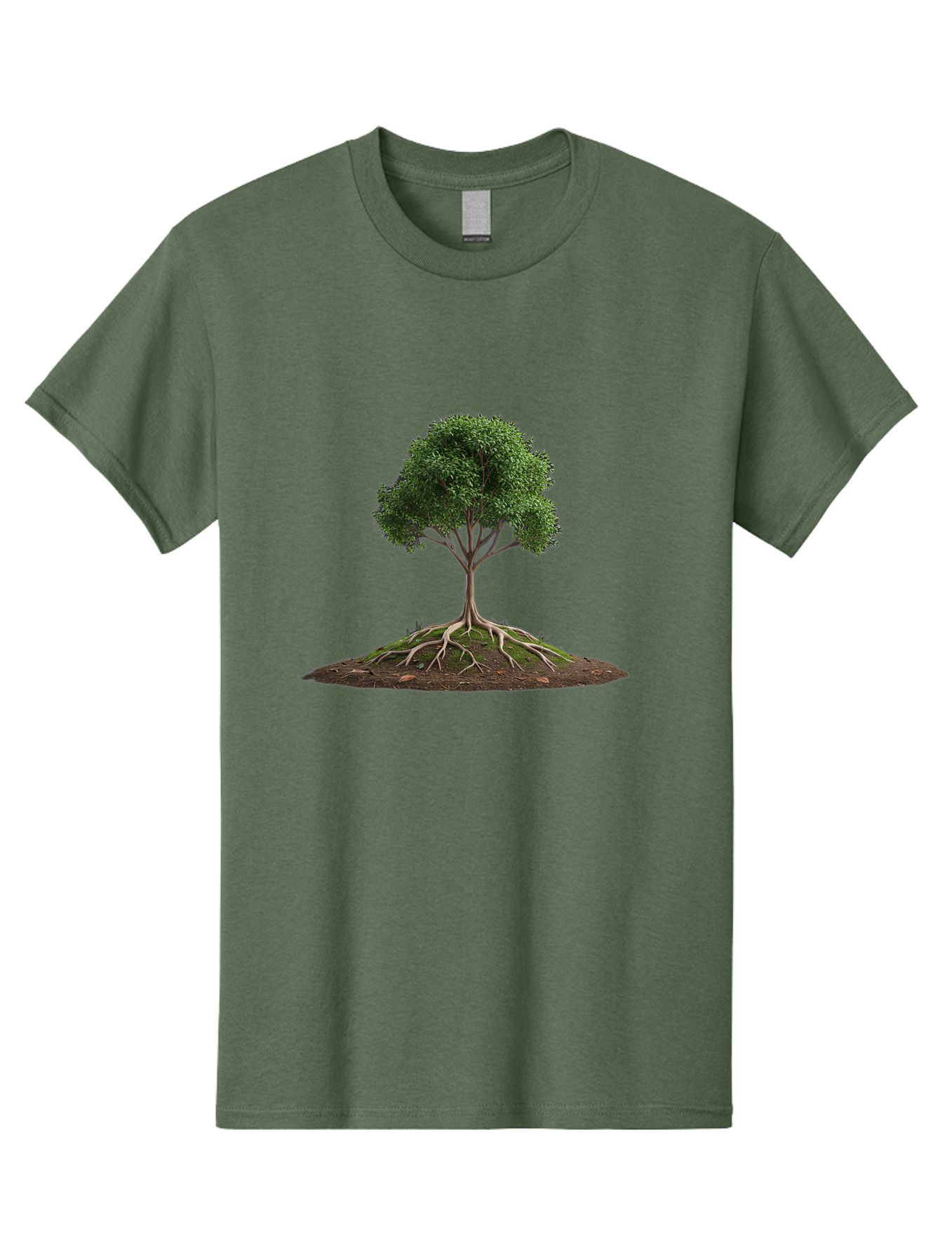 Tree-With-Exposed-Roots Men'S Graphic Tee, 100% Cotton, Comfortable Casual Summer Wear, Machine Washable, Tree With Exposed Roots, Green Leaves, Earthy Tones, Natural Scenery, Outdoor Landscape, Growth, Foliage, Branches, Trunk, Sprouts Bab550 7
