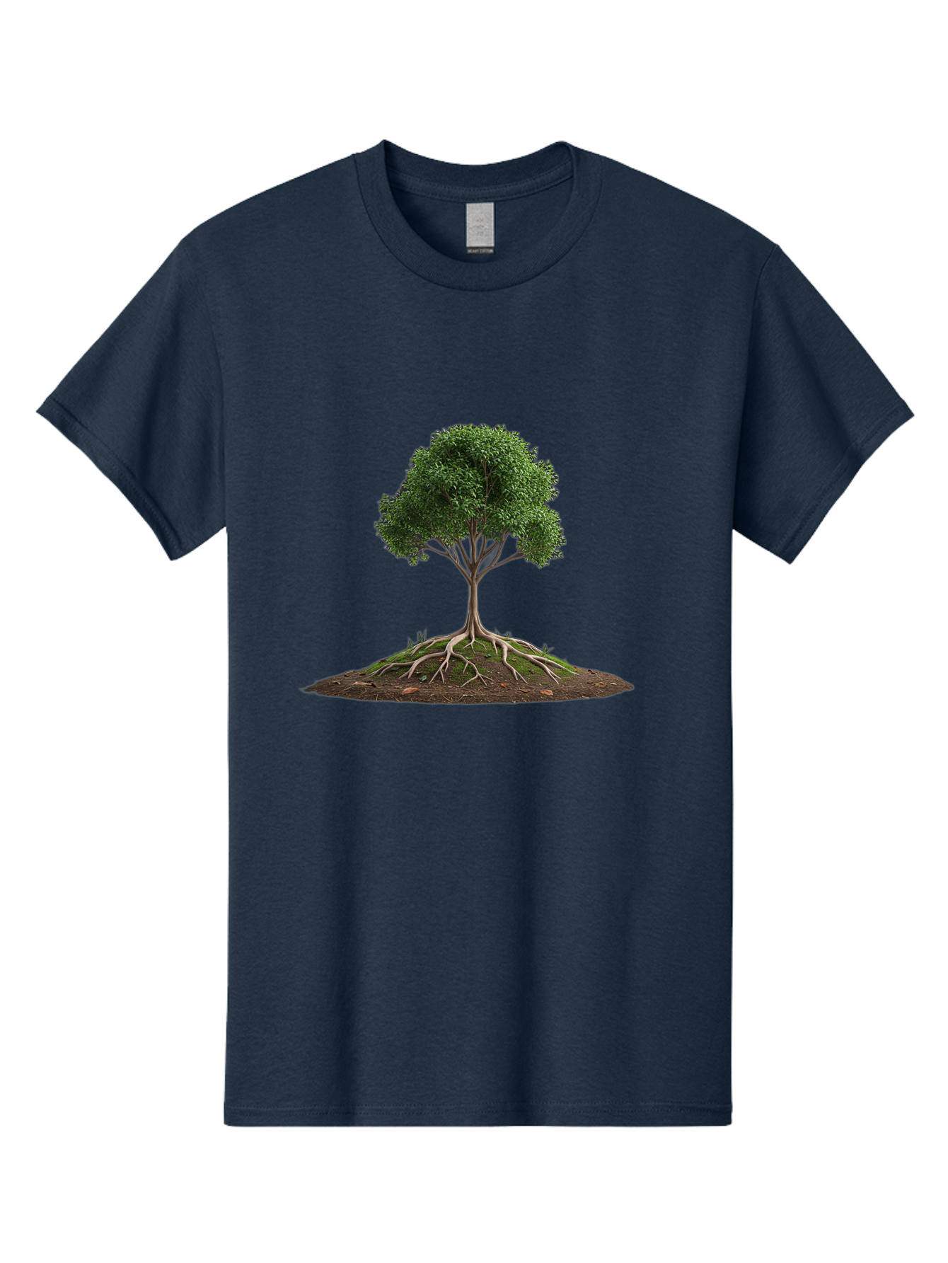 Tree-With-Exposed-Roots Men'S Graphic Tee, 100% Cotton, Comfortable Casual Summer Wear, Machine Washable, Tree With Exposed Roots, Green Leaves, Earthy Tones, Natural Scenery, Outdoor Landscape, Growth, Foliage, Branches, Trunk, Sprouts Bab550 14