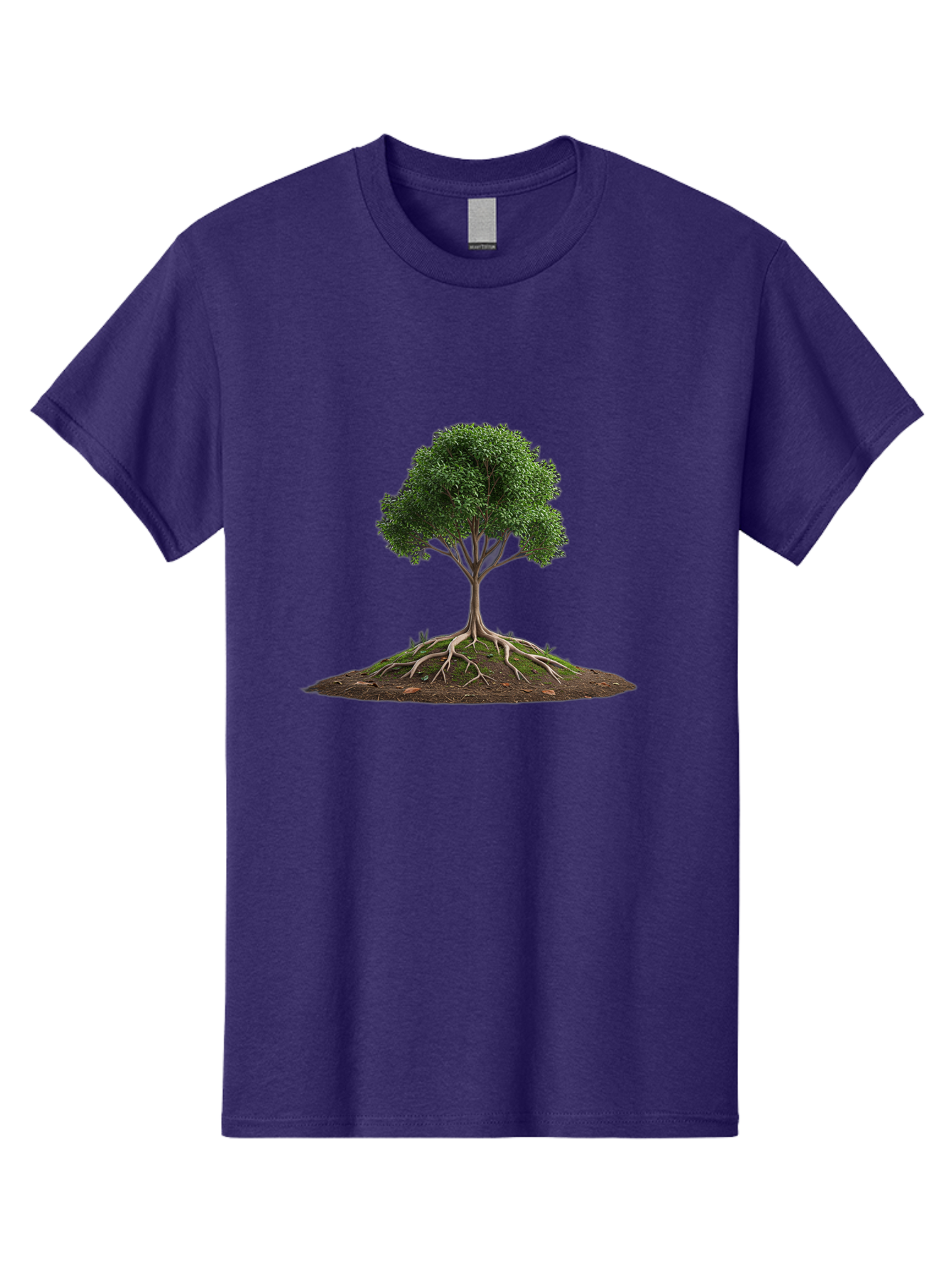 Tree-With-Exposed-Roots Men'S Graphic Tee, 100% Cotton, Comfortable Casual Summer Wear, Machine Washable, Tree With Exposed Roots, Green Leaves, Earthy Tones, Natural Scenery, Outdoor Landscape, Growth, Foliage, Branches, Trunk, Sprouts Bab550 3