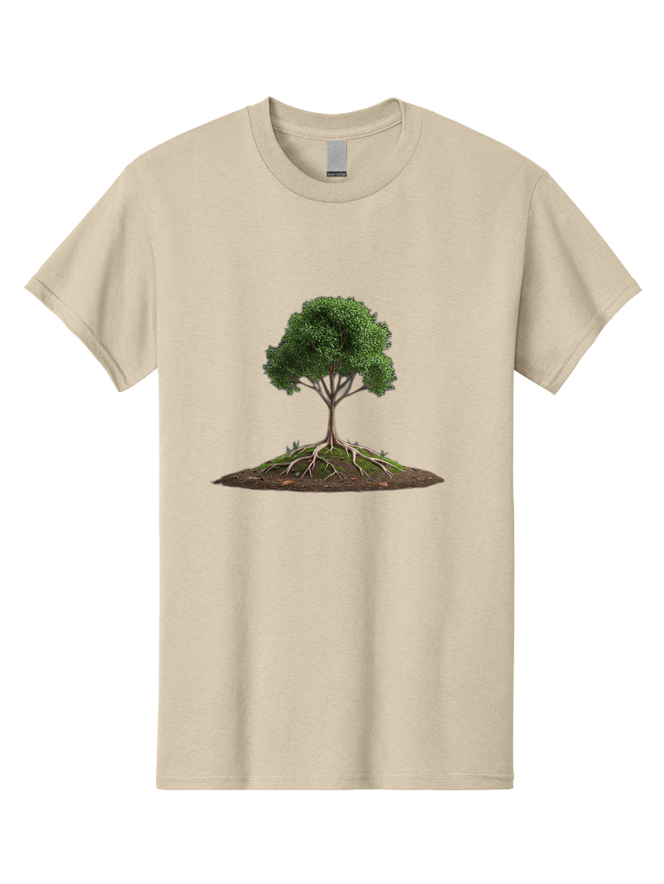Tree-With-Exposed-Roots Men'S Graphic Tee, 100% Cotton, Comfortable Casual Summer Wear, Machine Washable, Tree With Exposed Roots, Green Leaves, Earthy Tones, Natural Scenery, Outdoor Landscape, Growth, Foliage, Branches, Trunk, Sprouts Bab550 9