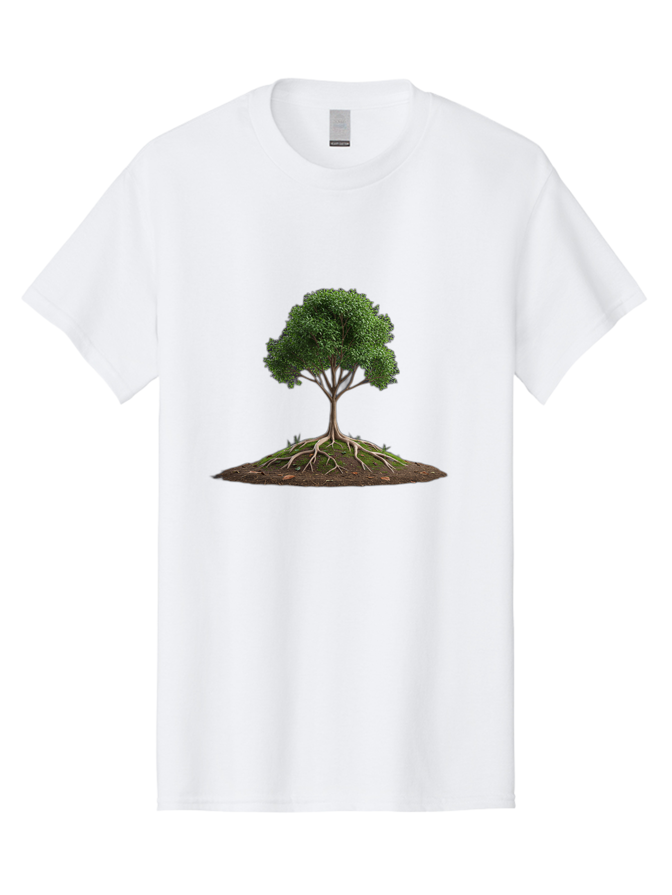 Tree-With-Exposed-Roots Men'S Graphic Tee, 100% Cotton, Comfortable Casual Summer Wear, Machine Washable, Tree With Exposed Roots, Green Leaves, Earthy Tones, Natural Scenery, Outdoor Landscape, Growth, Foliage, Branches, Trunk, Sprouts Bab550 10