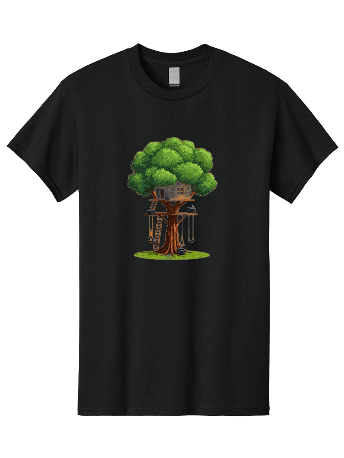 Treehouse Men'S Graphic Tee, 100% Cotton, Comfortable Casual Summer Wear, Machine Washable, Treehouse In The Tree, Wooden Ladder, Rope Swings, Natural Scenery, Outdoor Play, Whimsical Design, Fantasy Getaway, Imaginative Play, Bab552 10