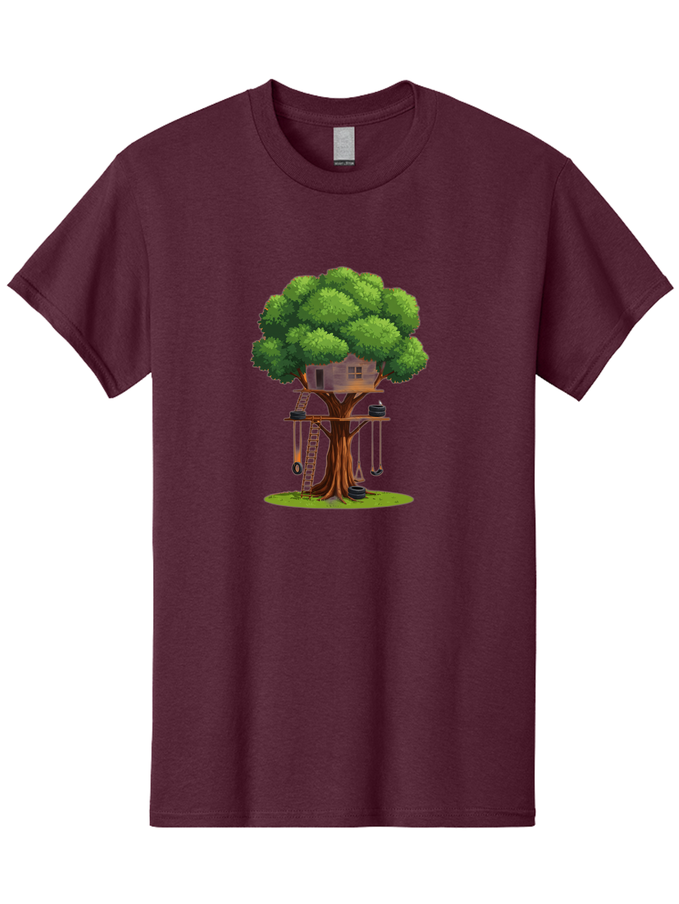 Treehouse Men'S Graphic Tee, 100% Cotton, Comfortable Casual Summer Wear, Machine Washable, Treehouse In The Tree, Wooden Ladder, Rope Swings, Natural Scenery, Outdoor Play, Whimsical Design, Fantasy Getaway, Imaginative Play, Bab552 14