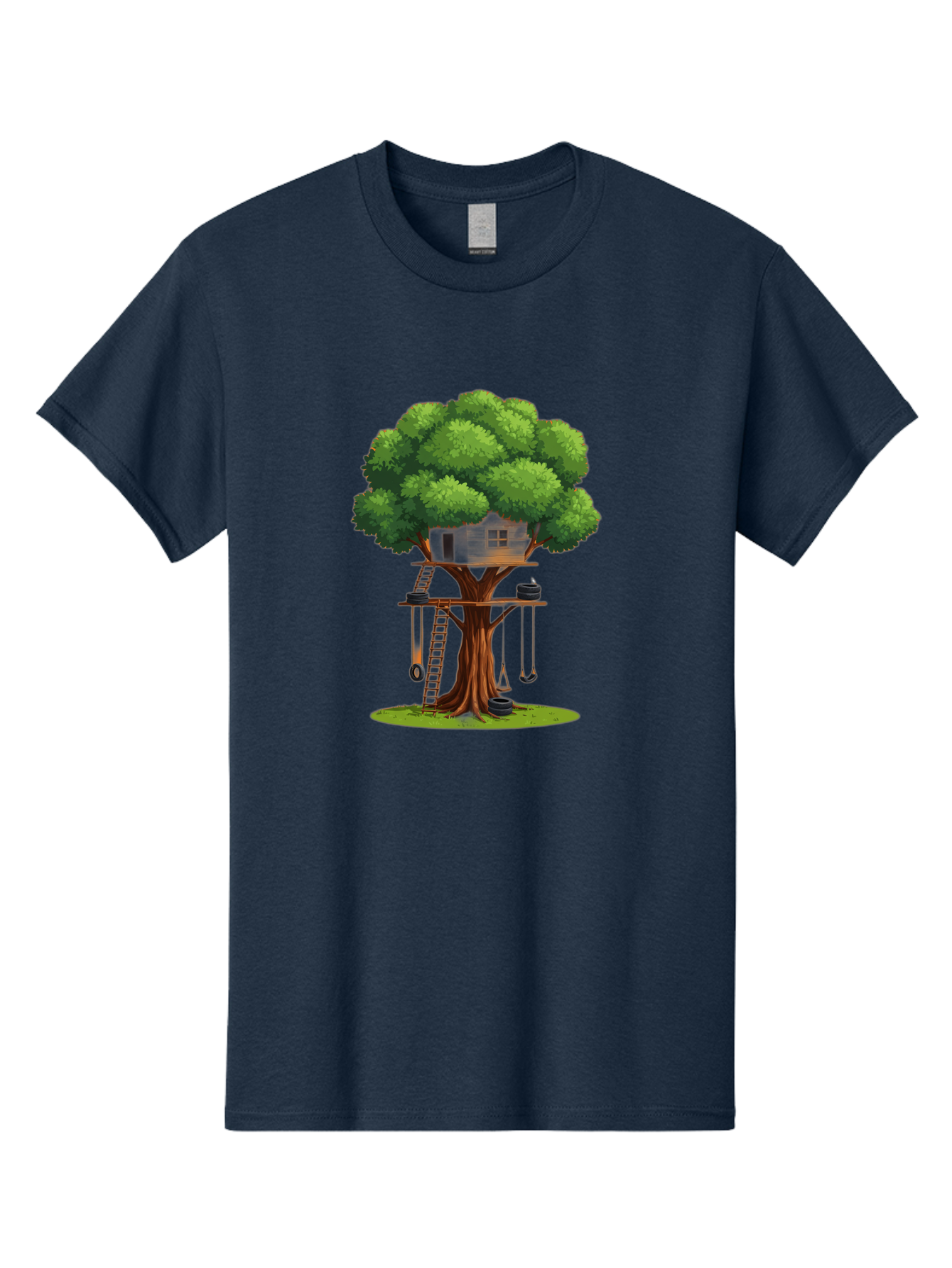 Treehouse Men'S Graphic Tee, 100% Cotton, Comfortable Casual Summer Wear, Machine Washable, Treehouse In The Tree, Wooden Ladder, Rope Swings, Natural Scenery, Outdoor Play, Whimsical Design, Fantasy Getaway, Imaginative Play, Bab552 8