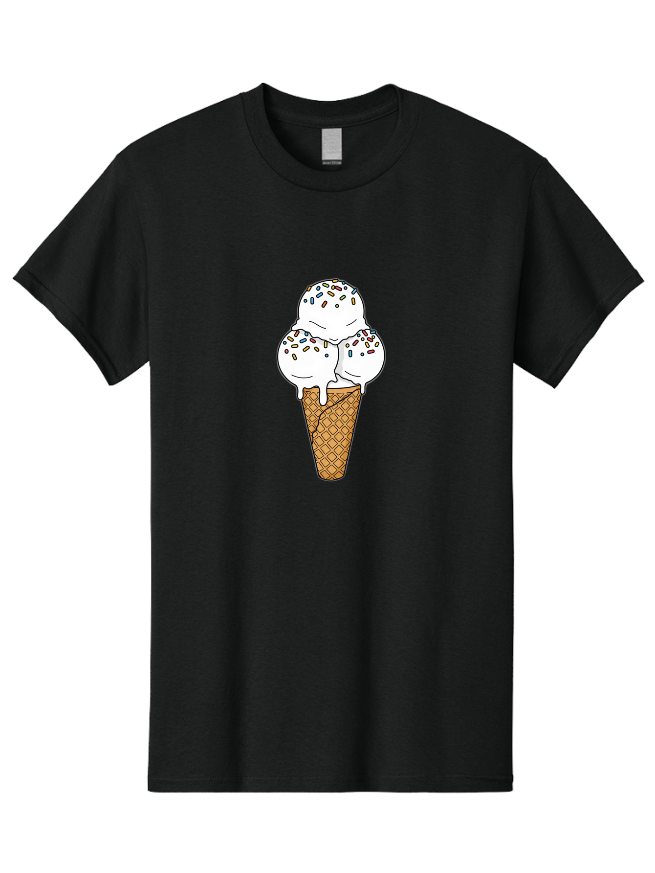Tri-Scoop-Ice-Cream-Cone Men'S Graphic Tee, 100% Cotton, Comfortable Casual Summer Wear, Machine Washable, White Ice Cream, Colorful Sprinkles, Melting Ice Cream, Waffle Cone, Sweet Treat, Colorful Dessert, Summer Treat, Ice Cream Cone Bab553 12