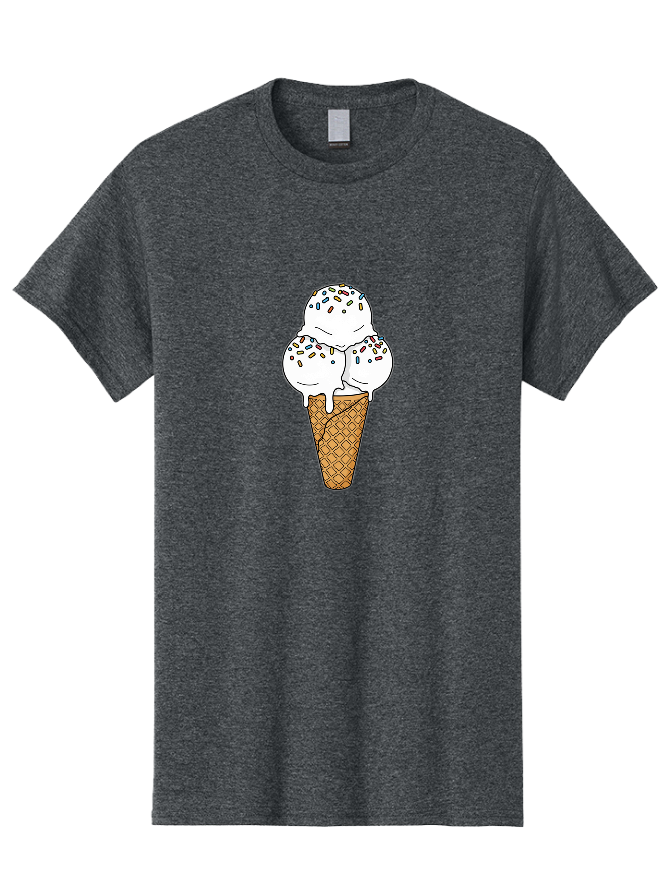Tri-Scoop-Ice-Cream-Cone Men'S Graphic Tee, 100% Cotton, Comfortable Casual Summer Wear, Machine Washable, White Ice Cream, Colorful Sprinkles, Melting Ice Cream, Waffle Cone, Sweet Treat, Colorful Dessert, Summer Treat, Ice Cream Cone Bab553 14