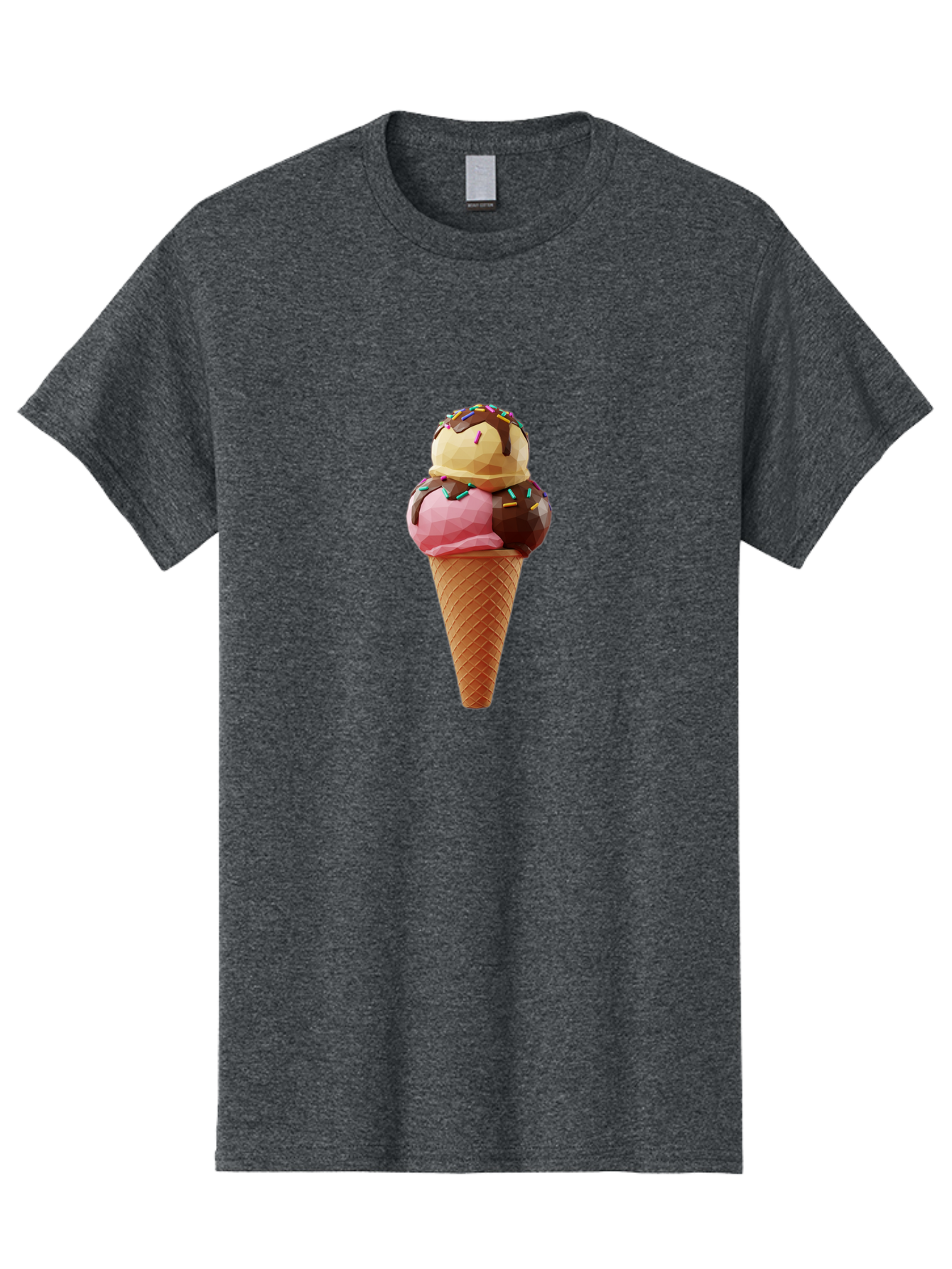 Triple-Scoop-Ice-Cream-1 Men'S Graphic Tee, 100% Cotton, Comfortable Casual Summer Wear, Machine Washable, Tri-Colored Ice Cream Cone, Sweet Treats, Colorful Dessert, Waffle Cone, Chocolate Sauce, Sprinkles, Pink Ice Cream, Brown Ice Cream, Bab554 11