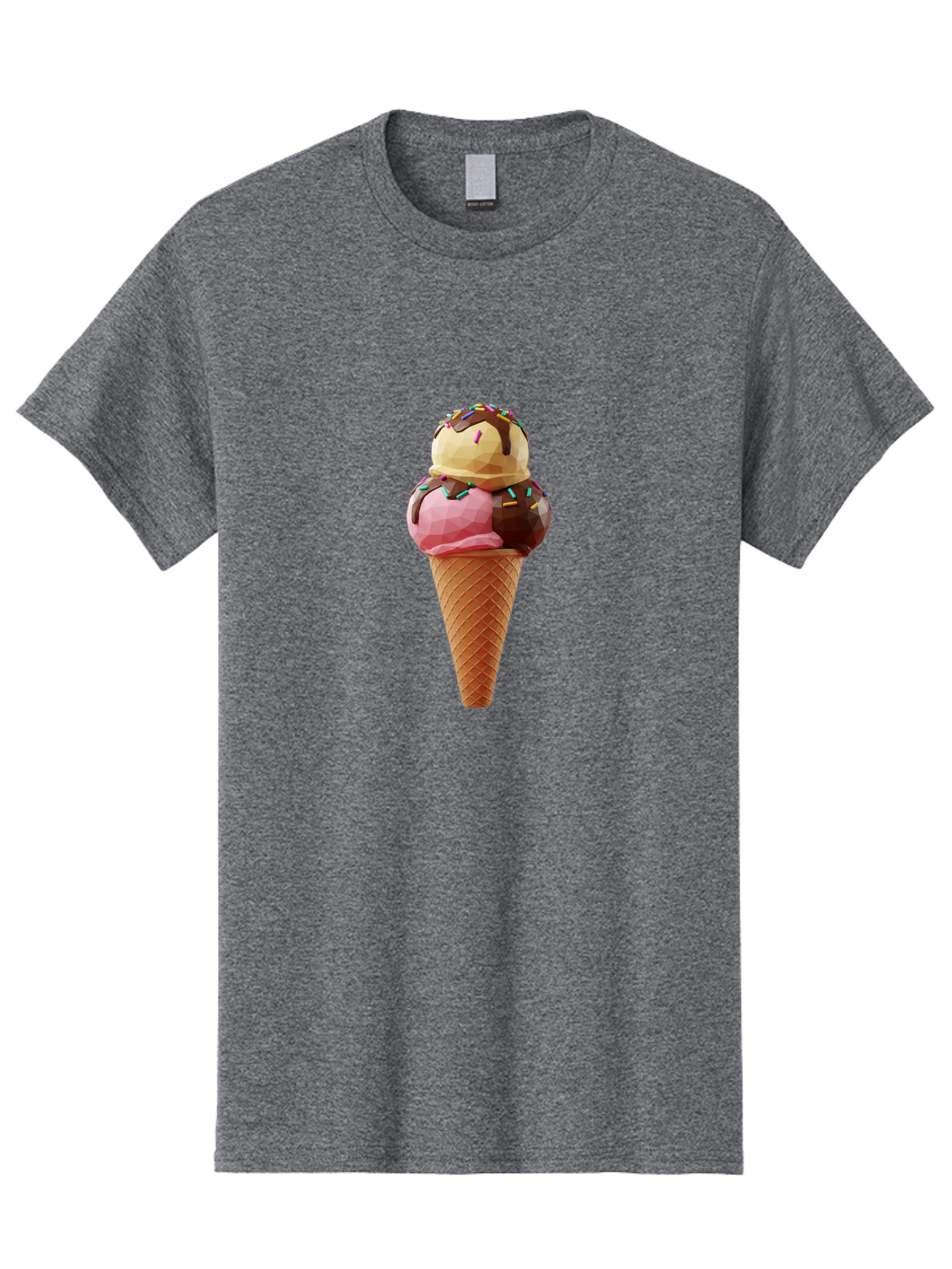 Triple-Scoop-Ice-Cream-1 Men'S Graphic Tee, 100% Cotton, Comfortable Casual Summer Wear, Machine Washable, Tri-Colored Ice Cream Cone, Sweet Treats, Colorful Dessert, Waffle Cone, Chocolate Sauce, Sprinkles, Pink Ice Cream, Brown Ice Cream, Bab554 7