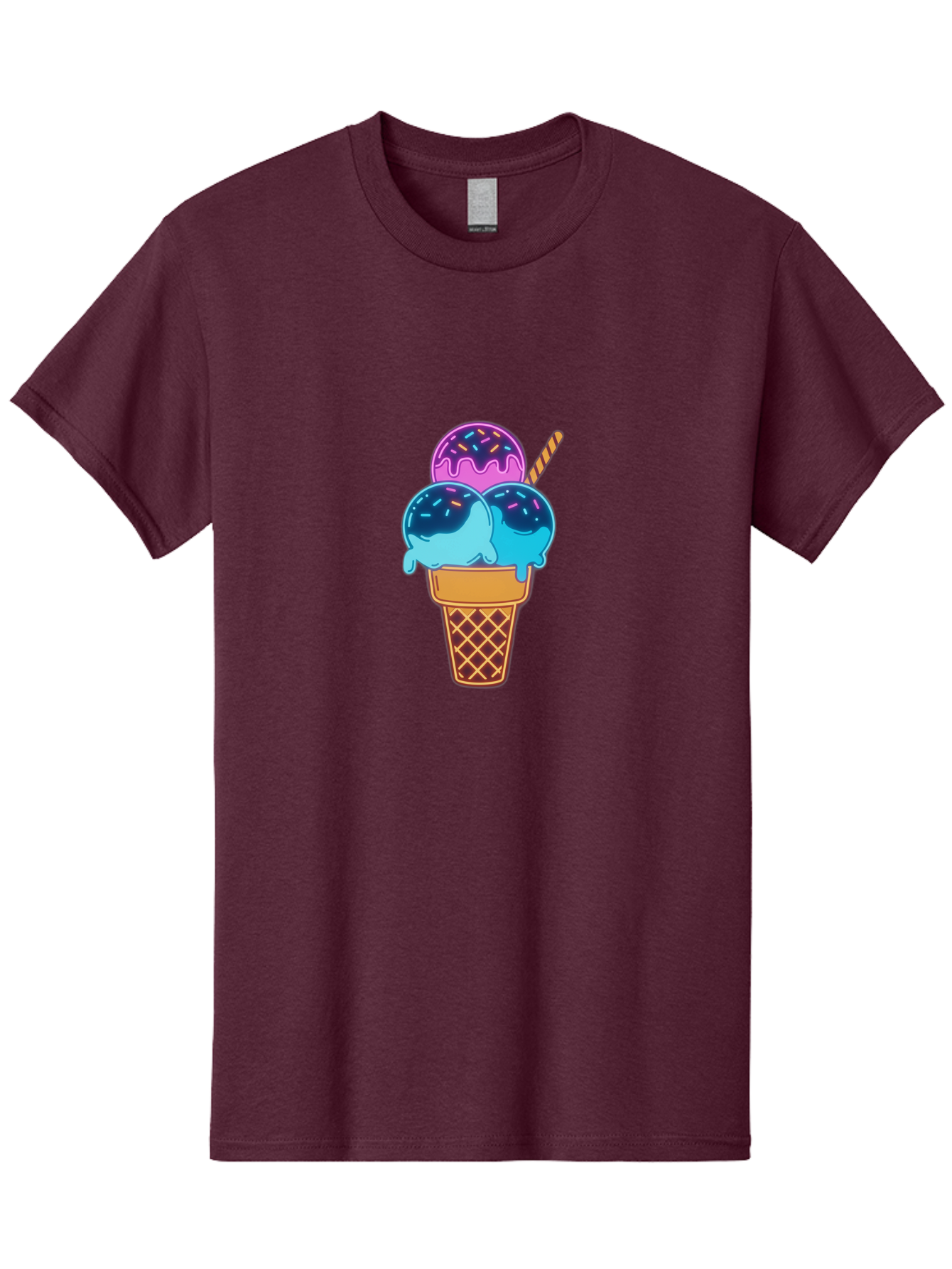 Triple-Scoop-Ice-Cream Men'S Graphic Tee, 100% Cotton, Comfortable Casual Summer Wear, Machine Washable, Ice Cream Cone, Three Scoops, Colorful Treats, Sweet Dessert, Sprinkles, Waffle Cone, Summer Fun, Creamy Texture, Vibrant Colors, Bab557
