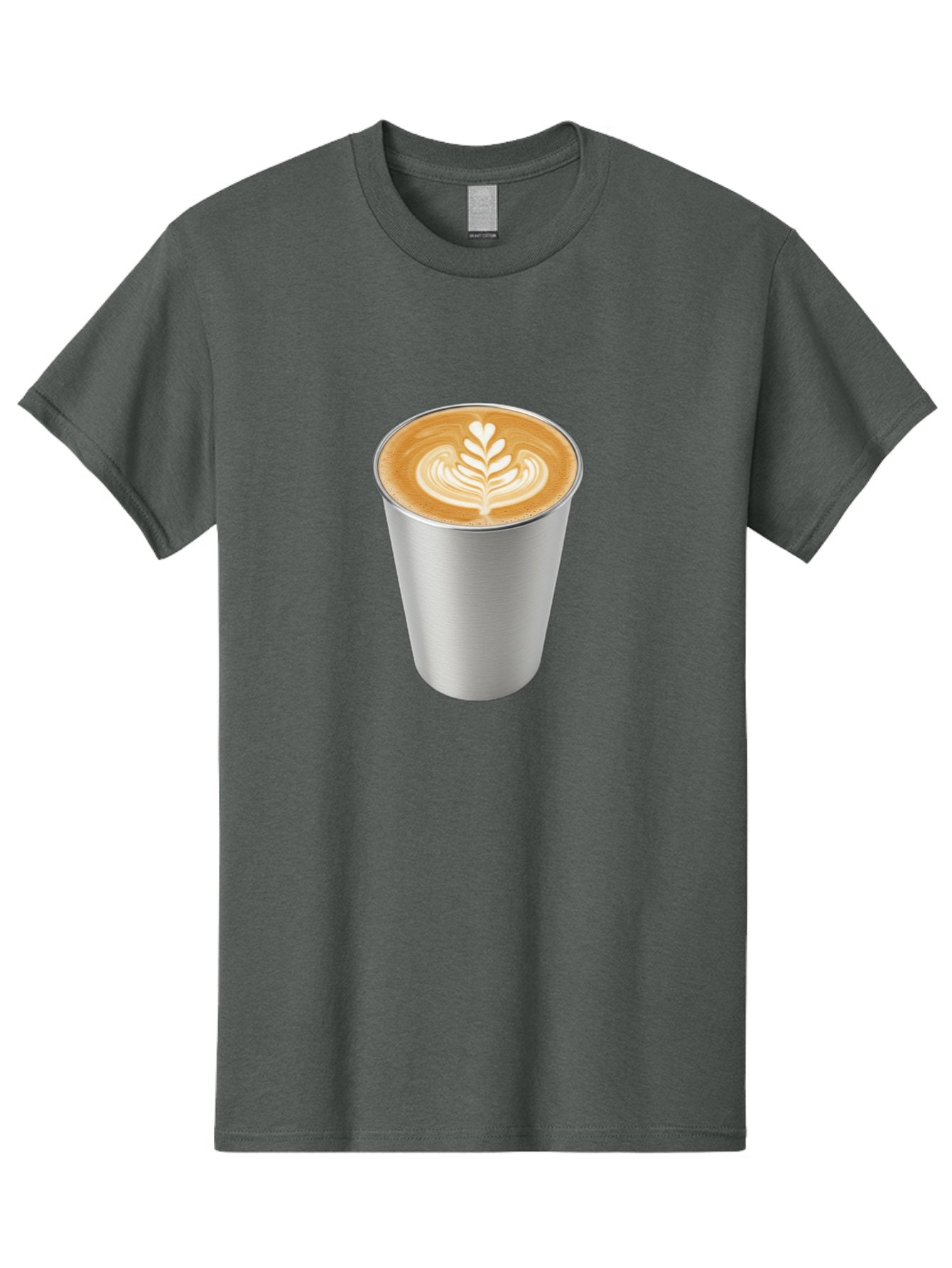 Tulip-Latte Men'S Graphic Tee, 100% Cotton, Comfortable Casual Summer Wear, Machine Washable, Coffee In A Cup, Latte Art, Heart Leaf Design, Silver Cup, Coffee Drink, Coffee Culture, Espresso, Creamy Foam, Morning Coffee, Caffeine Boost Bab558 5