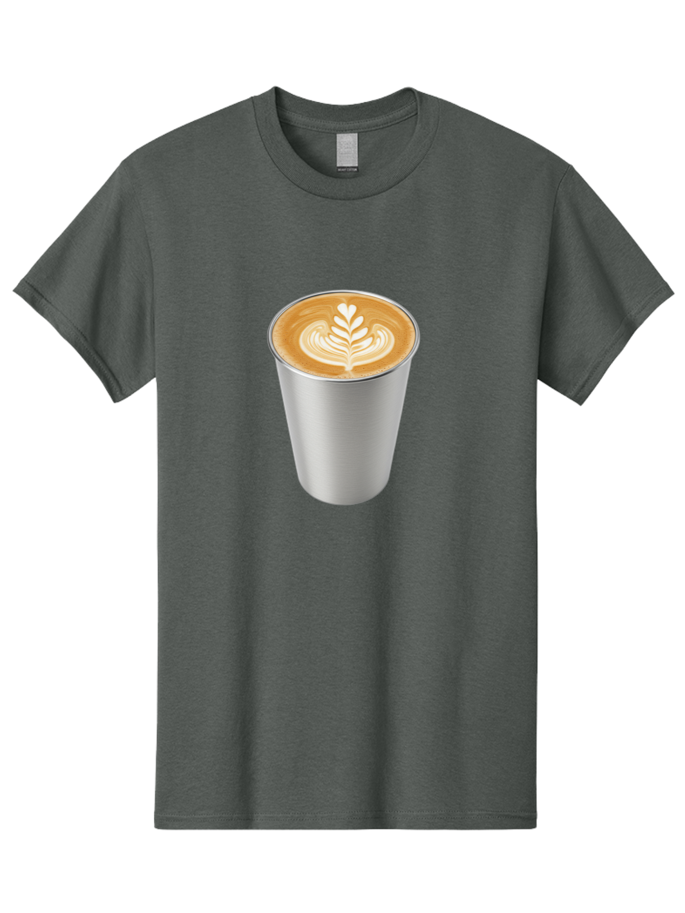 Tulip-Latte Men'S Graphic Tee, 100% Cotton, Comfortable Casual Summer Wear, Machine Washable, Coffee In A Cup, Latte Art, Heart Leaf Design, Silver Cup, Coffee Drink, Coffee Culture, Espresso, Creamy Foam, Morning Coffee, Caffeine Boost Bab558 8