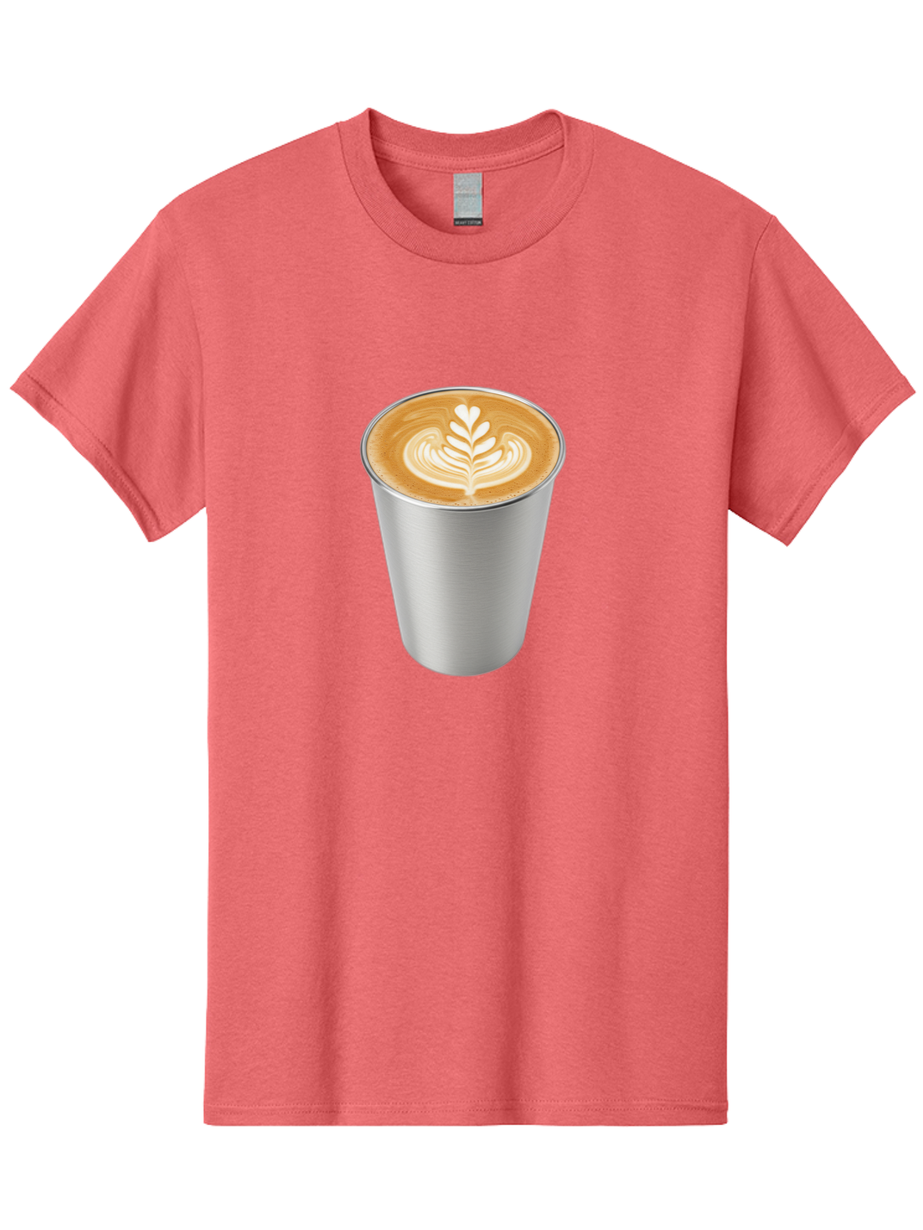 Tulip-Latte Men'S Graphic Tee, 100% Cotton, Comfortable Casual Summer Wear, Machine Washable, Coffee In A Cup, Latte Art, Heart Leaf Design, Silver Cup, Coffee Drink, Coffee Culture, Espresso, Creamy Foam, Morning Coffee, Caffeine Boost Bab558 14