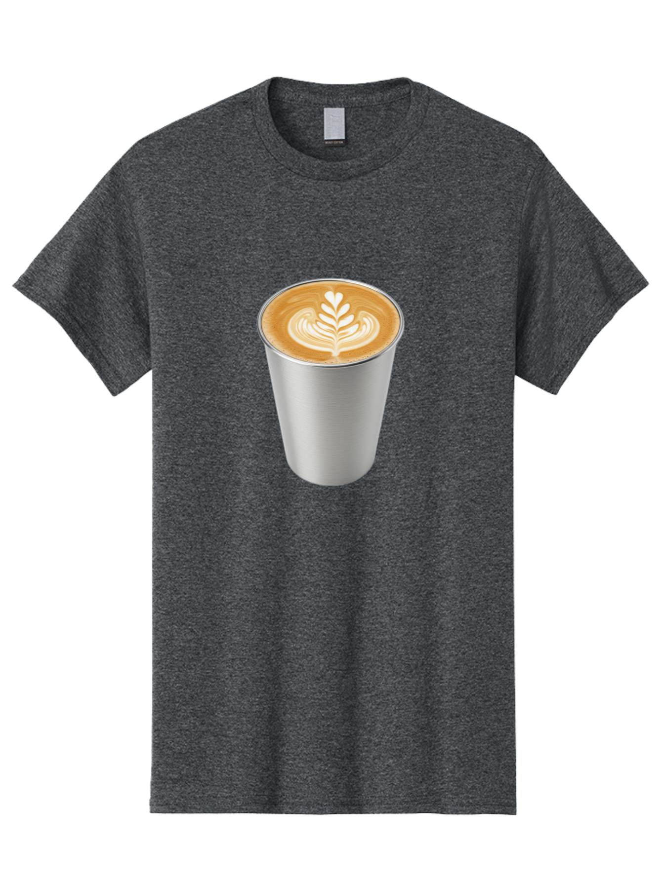 Tulip-Latte Men'S Graphic Tee, 100% Cotton, Comfortable Casual Summer Wear, Machine Washable, Coffee In A Cup, Latte Art, Heart Leaf Design, Silver Cup, Coffee Drink, Coffee Culture, Espresso, Creamy Foam, Morning Coffee, Caffeine Boost Bab558 11