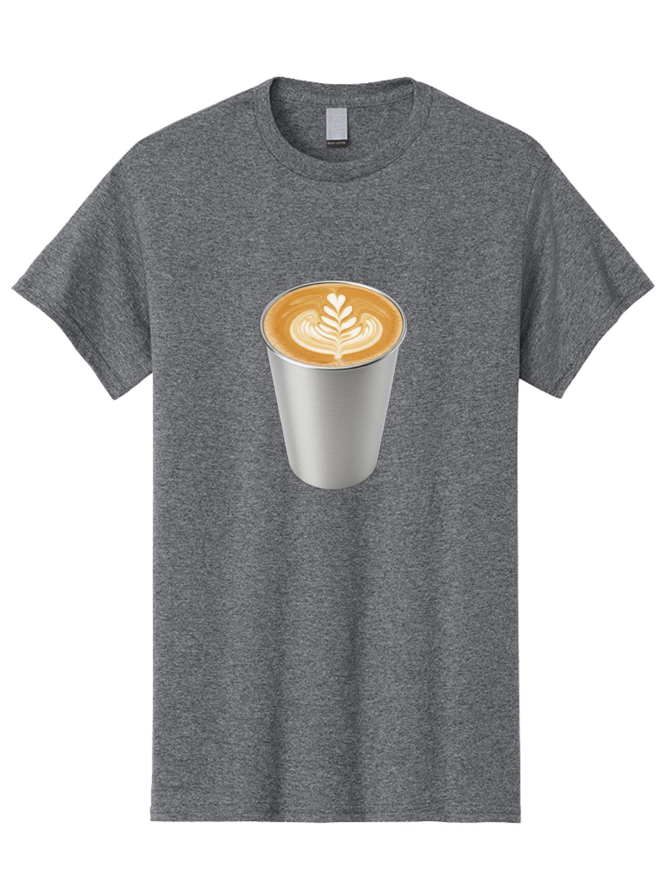 Tulip-Latte Men'S Graphic Tee, 100% Cotton, Comfortable Casual Summer Wear, Machine Washable, Coffee In A Cup, Latte Art, Heart Leaf Design, Silver Cup, Coffee Drink, Coffee Culture, Espresso, Creamy Foam, Morning Coffee, Caffeine Boost Bab558 4