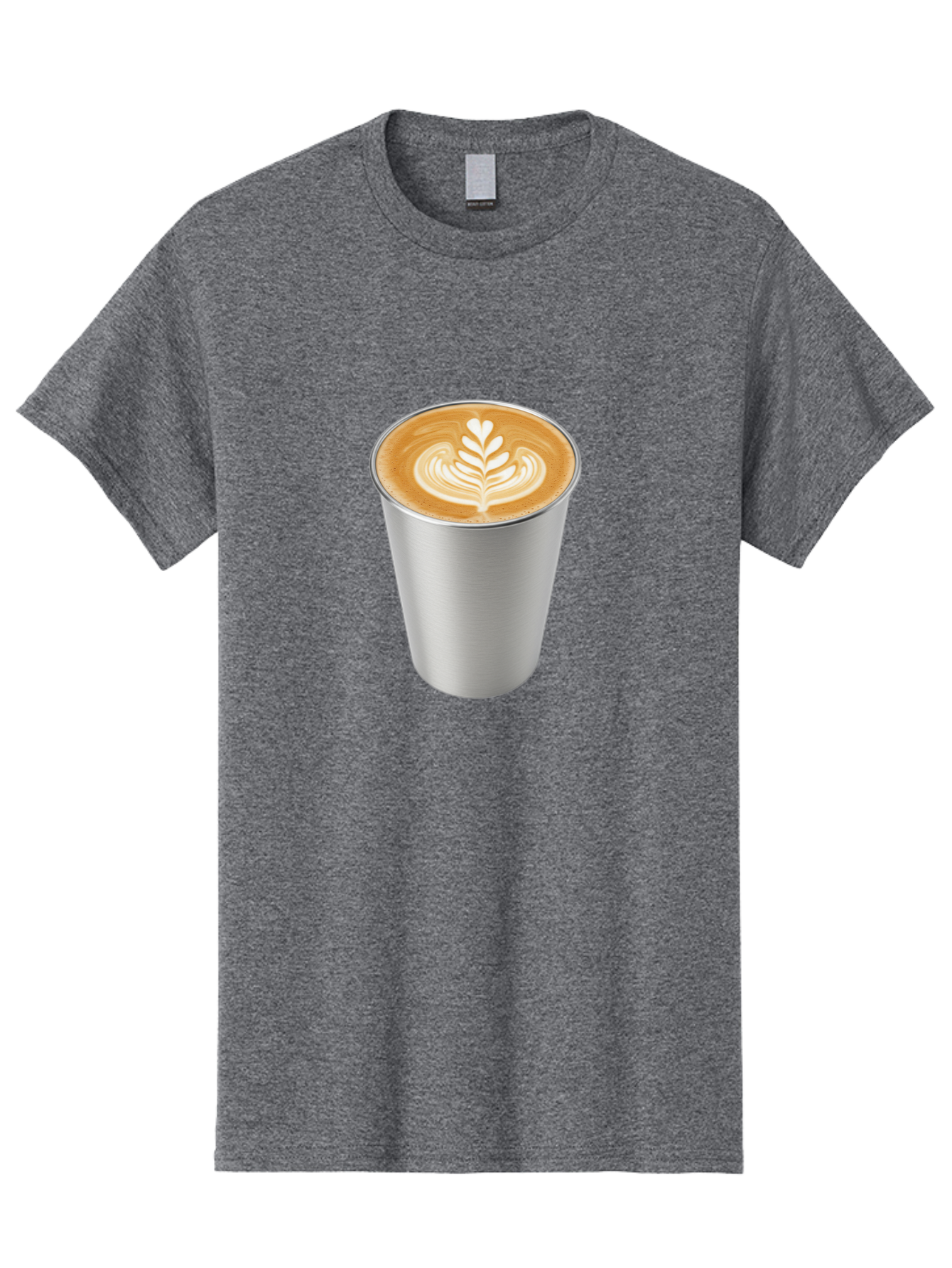 Tulip-Latte Men'S Graphic Tee, 100% Cotton, Comfortable Casual Summer Wear, Machine Washable, Coffee In A Cup, Latte Art, Heart Leaf Design, Silver Cup, Coffee Drink, Coffee Culture, Espresso, Creamy Foam, Morning Coffee, Caffeine Boost Bab558 12