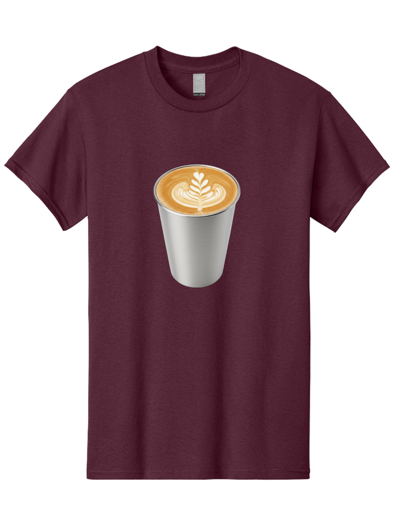 Tulip-Latte Men'S Graphic Tee, 100% Cotton, Comfortable Casual Summer Wear, Machine Washable, Coffee In A Cup, Latte Art, Heart Leaf Design, Silver Cup, Coffee Drink, Coffee Culture, Espresso, Creamy Foam, Morning Coffee, Caffeine Boost Bab558 7