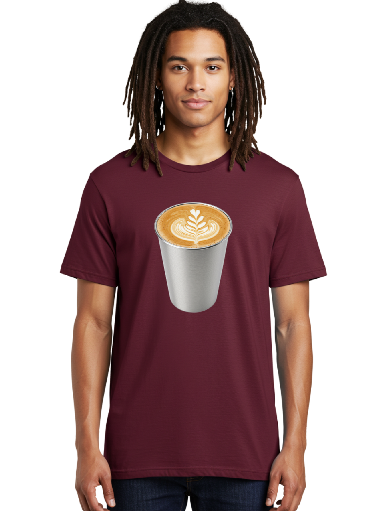 Tulip-Latte Men'S Graphic Tee, 100% Cotton, Comfortable Casual Summer Wear, Machine Washable, Coffee In A Cup, Latte Art, Heart Leaf Design, Silver Cup, Coffee Drink, Coffee Culture, Espresso, Creamy Foam, Morning Coffee, Caffeine Boost Bab558 28
