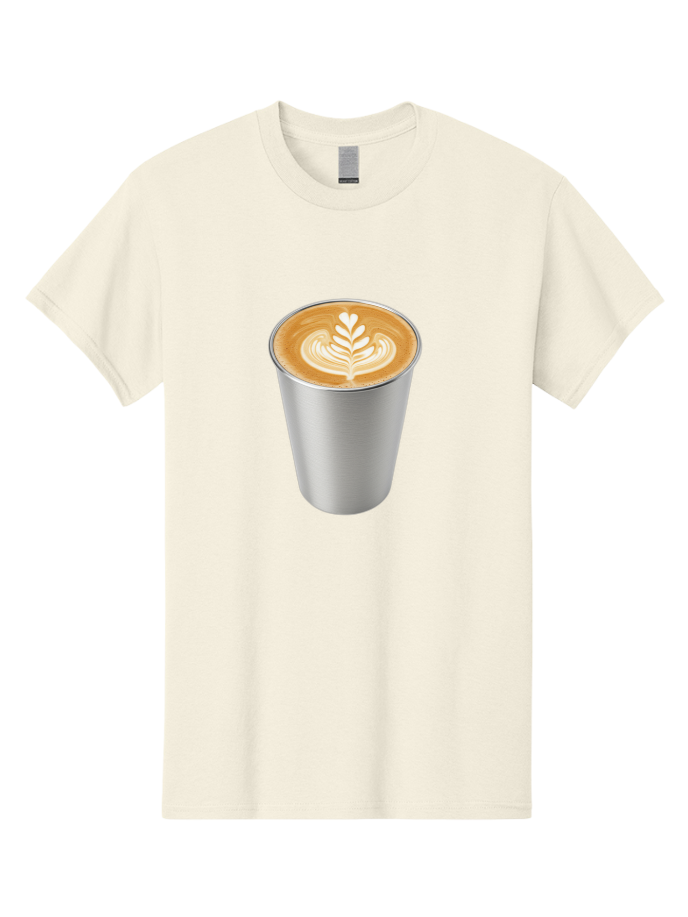 Tulip-Latte Men'S Graphic Tee, 100% Cotton, Comfortable Casual Summer Wear, Machine Washable, Coffee In A Cup, Latte Art, Heart Leaf Design, Silver Cup, Coffee Drink, Coffee Culture, Espresso, Creamy Foam, Morning Coffee, Caffeine Boost Bab558 4
