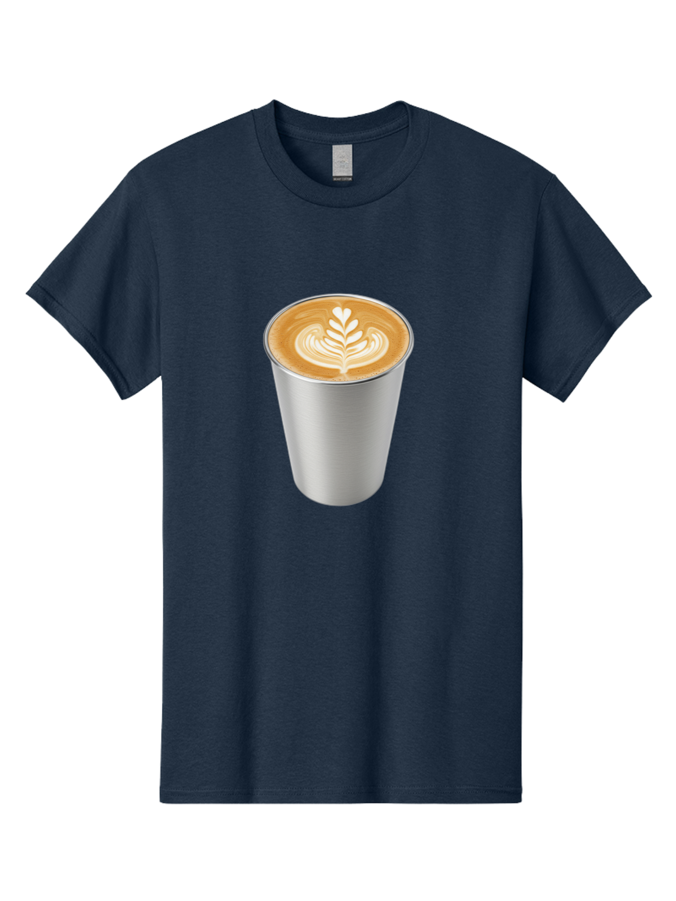 Tulip-Latte Men'S Graphic Tee, 100% Cotton, Comfortable Casual Summer Wear, Machine Washable, Coffee In A Cup, Latte Art, Heart Leaf Design, Silver Cup, Coffee Drink, Coffee Culture, Espresso, Creamy Foam, Morning Coffee, Caffeine Boost Bab558 5