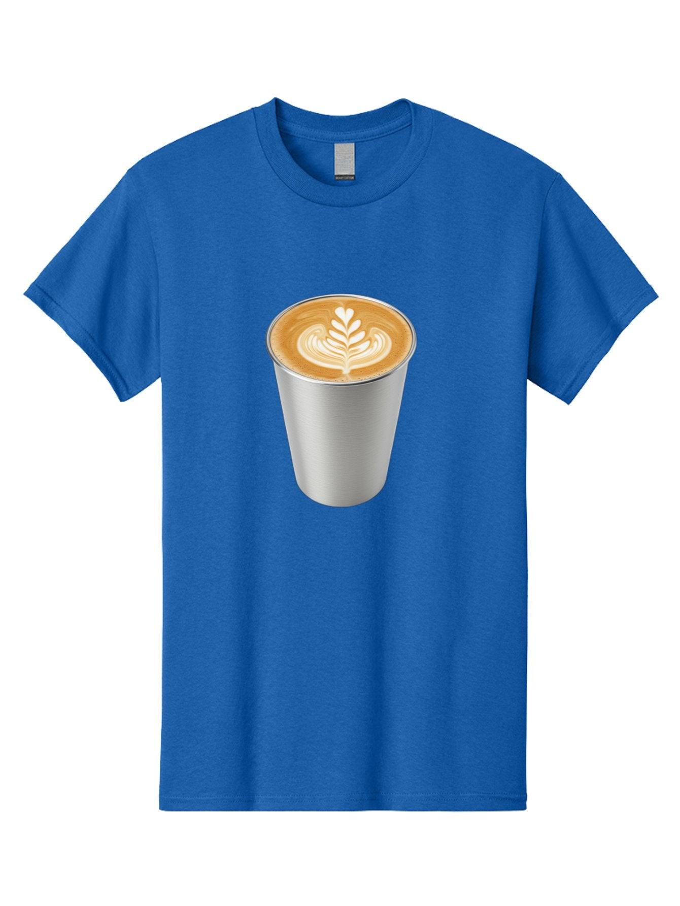 Tulip-Latte Men'S Graphic Tee, 100% Cotton, Comfortable Casual Summer Wear, Machine Washable, Coffee In A Cup, Latte Art, Heart Leaf Design, Silver Cup, Coffee Drink, Coffee Culture, Espresso, Creamy Foam, Morning Coffee, Caffeine Boost Bab558 3