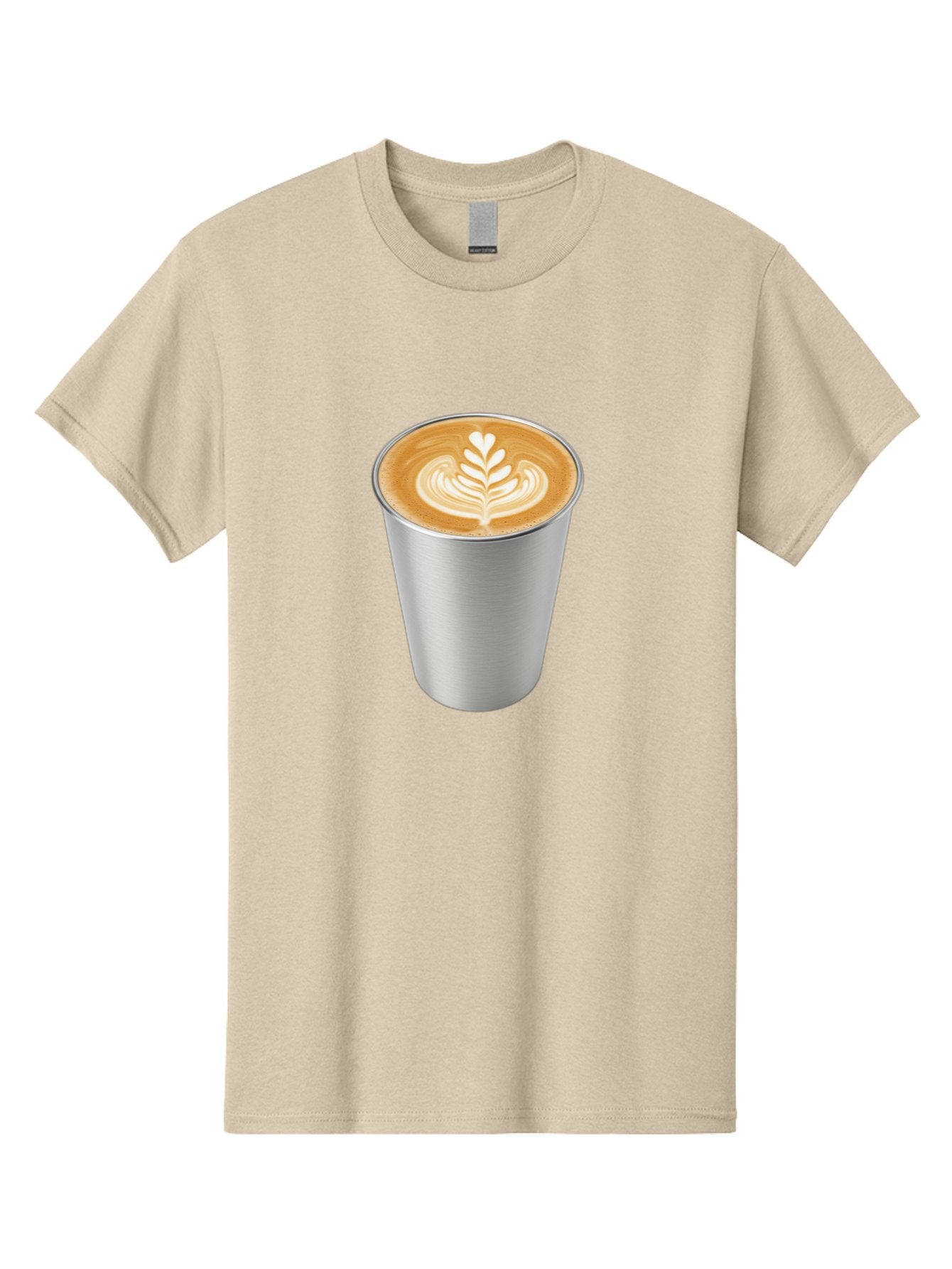 Tulip-Latte Men'S Graphic Tee, 100% Cotton, Comfortable Casual Summer Wear, Machine Washable, Coffee In A Cup, Latte Art, Heart Leaf Design, Silver Cup, Coffee Drink, Coffee Culture, Espresso, Creamy Foam, Morning Coffee, Caffeine Boost Bab558