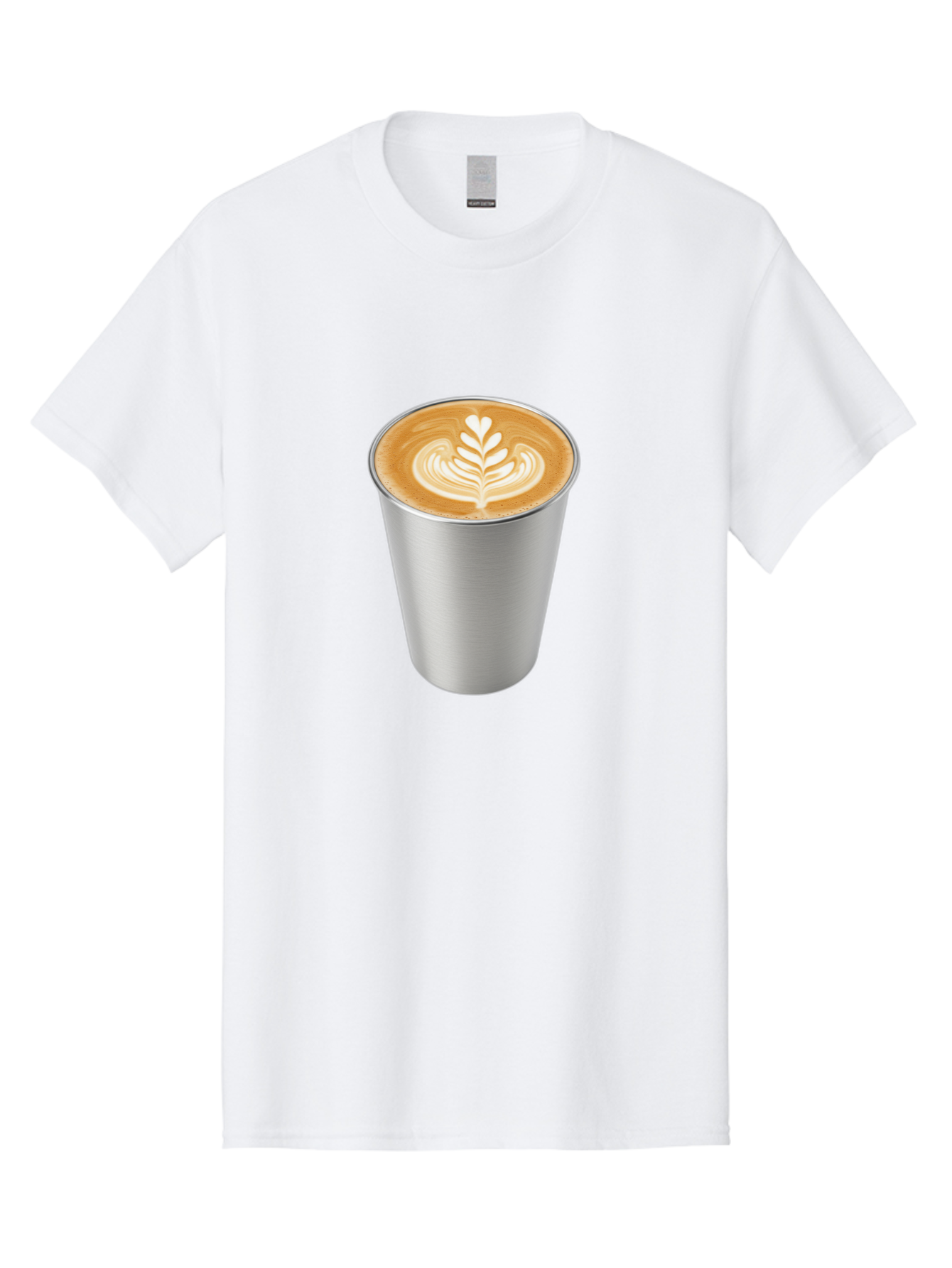 Tulip-Latte Men'S Graphic Tee, 100% Cotton, Comfortable Casual Summer Wear, Machine Washable, Coffee In A Cup, Latte Art, Heart Leaf Design, Silver Cup, Coffee Drink, Coffee Culture, Espresso, Creamy Foam, Morning Coffee, Caffeine Boost Bab558