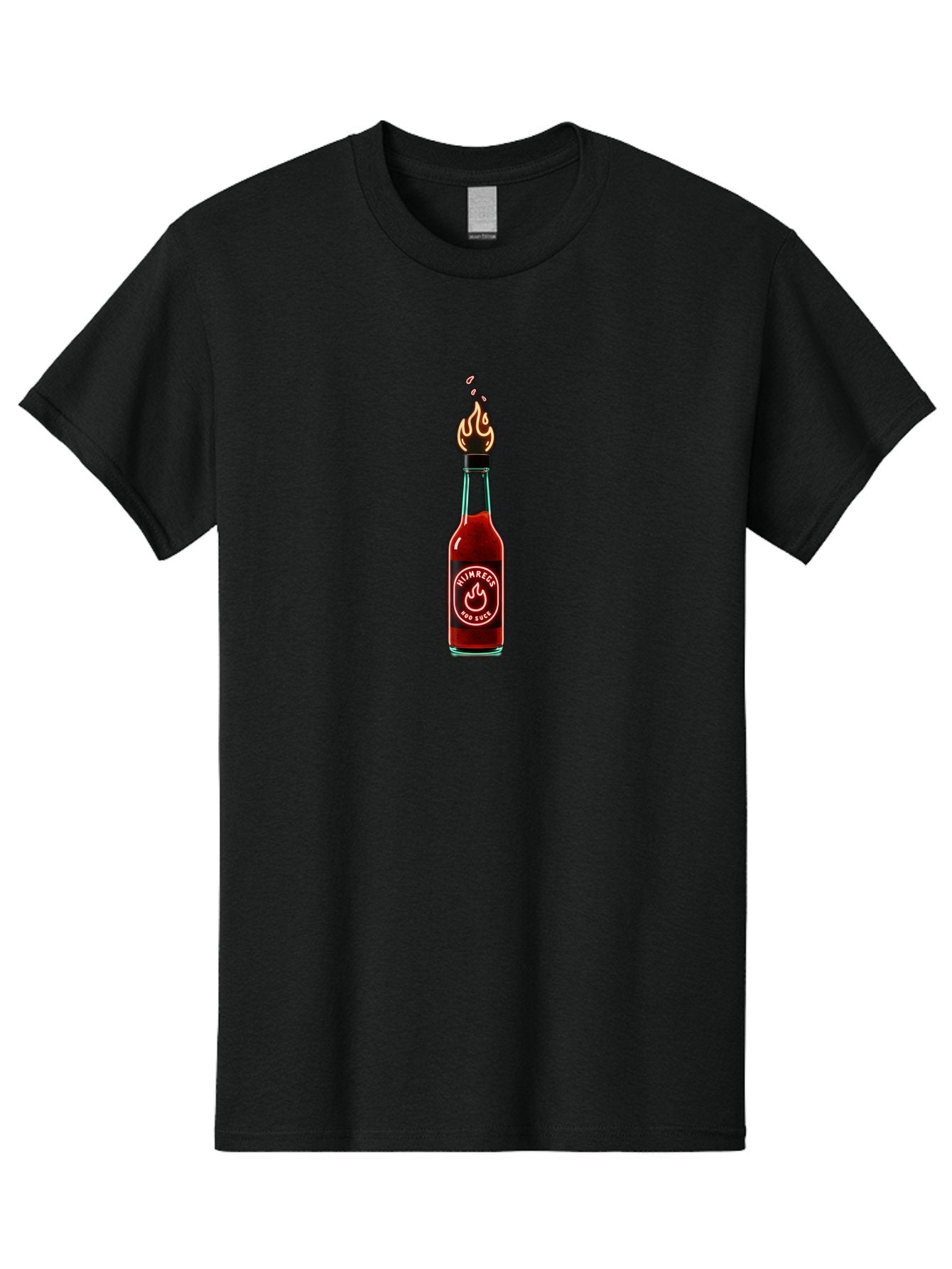 Unimred-Hot-Sauce Men'S Graphic Tee, 100% Cotton, Comfortable Casual Summer Wear, Machine Washable, Hot Sauce Bottle, Spicy Condiment, Ntimred Label, Burning Flame, Fiery Passion, Bold Flavor, Chili Pepper Sauce, Condiment Bottle Bab565 5