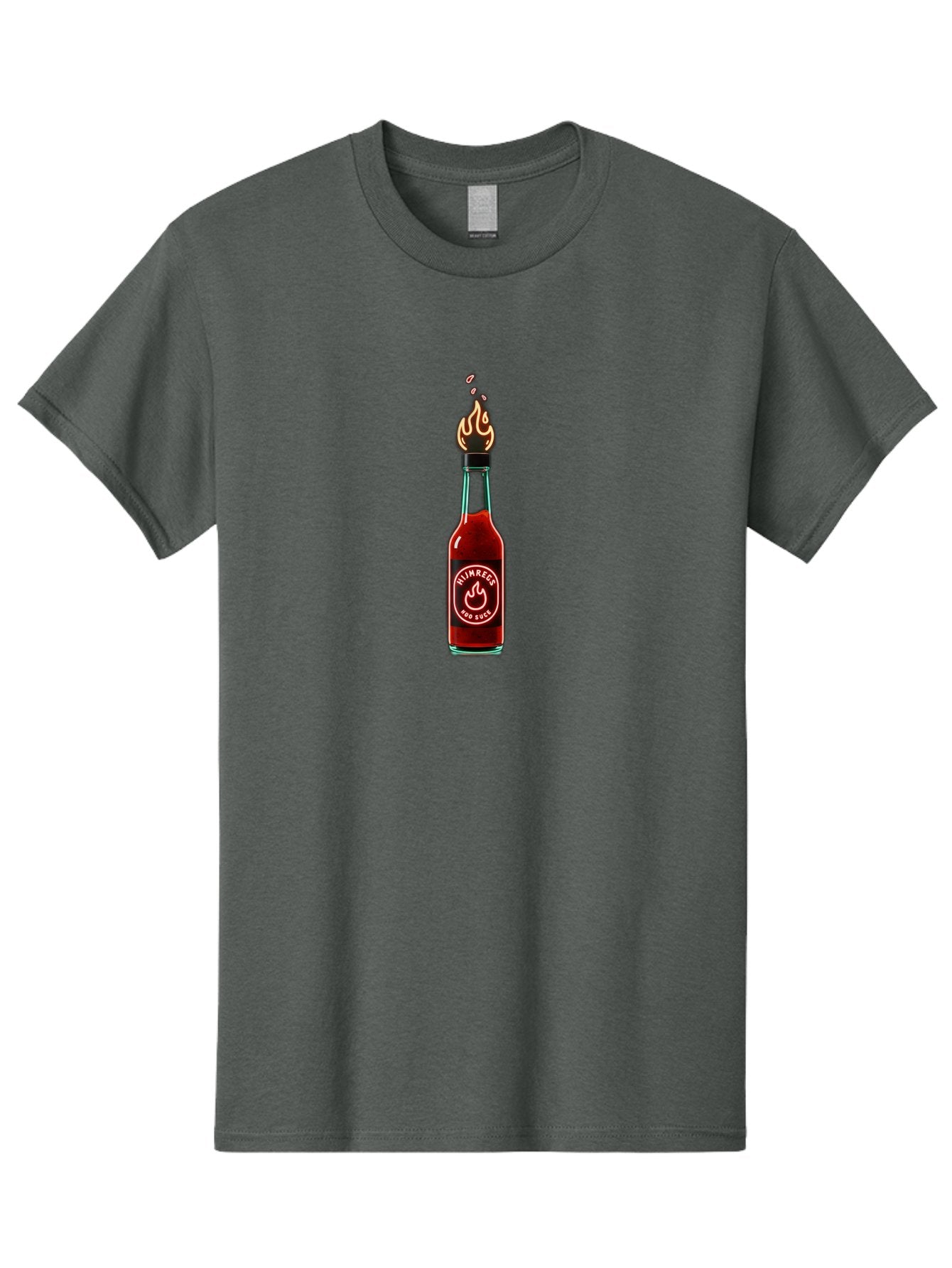 Unimred-Hot-Sauce Men'S Graphic Tee, 100% Cotton, Comfortable Casual Summer Wear, Machine Washable, Hot Sauce Bottle, Spicy Condiment, Ntimred Label, Burning Flame, Fiery Passion, Bold Flavor, Chili Pepper Sauce, Condiment Bottle Bab565