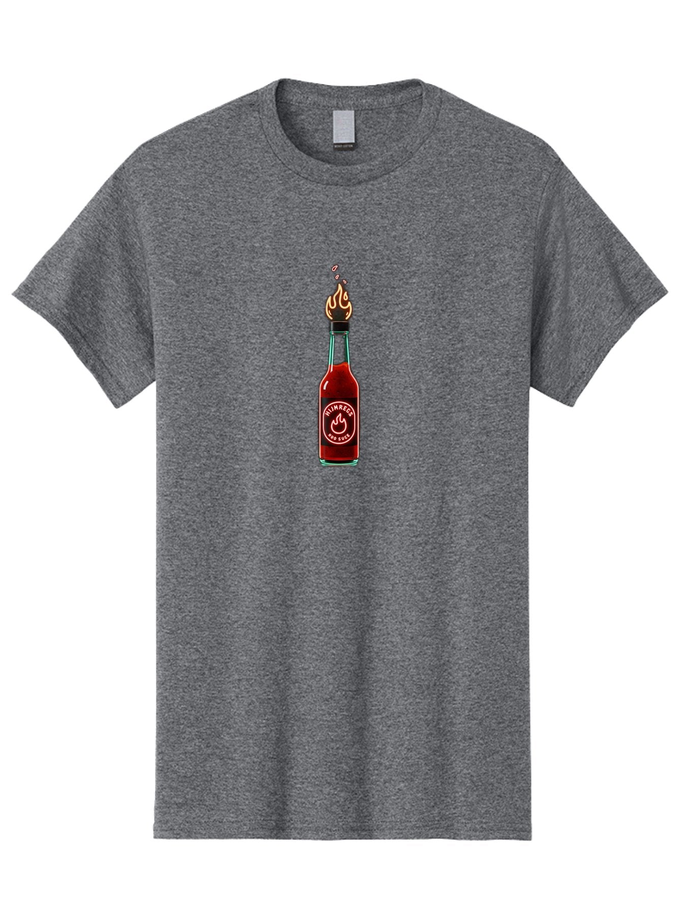 Unimred-Hot-Sauce Men'S Graphic Tee, 100% Cotton, Comfortable Casual Summer Wear, Machine Washable, Hot Sauce Bottle, Spicy Condiment, Ntimred Label, Burning Flame, Fiery Passion, Bold Flavor, Chili Pepper Sauce, Condiment Bottle Bab565 7