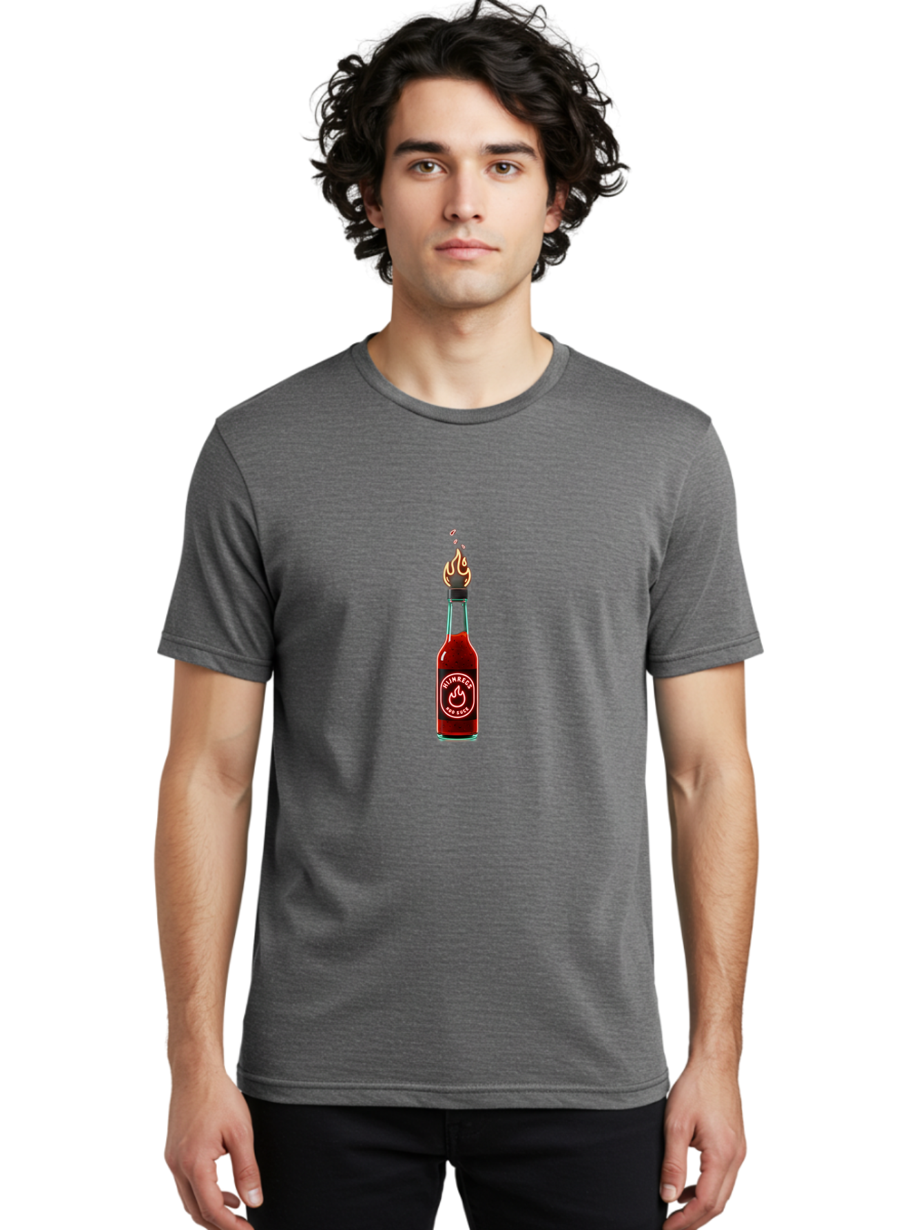 Unimred-Hot-Sauce Men'S Graphic Tee, 100% Cotton, Comfortable Casual Summer Wear, Machine Washable, Hot Sauce Bottle, Spicy Condiment, Ntimred Label, Burning Flame, Fiery Passion, Bold Flavor, Chili Pepper Sauce, Condiment Bottle Bab565 28