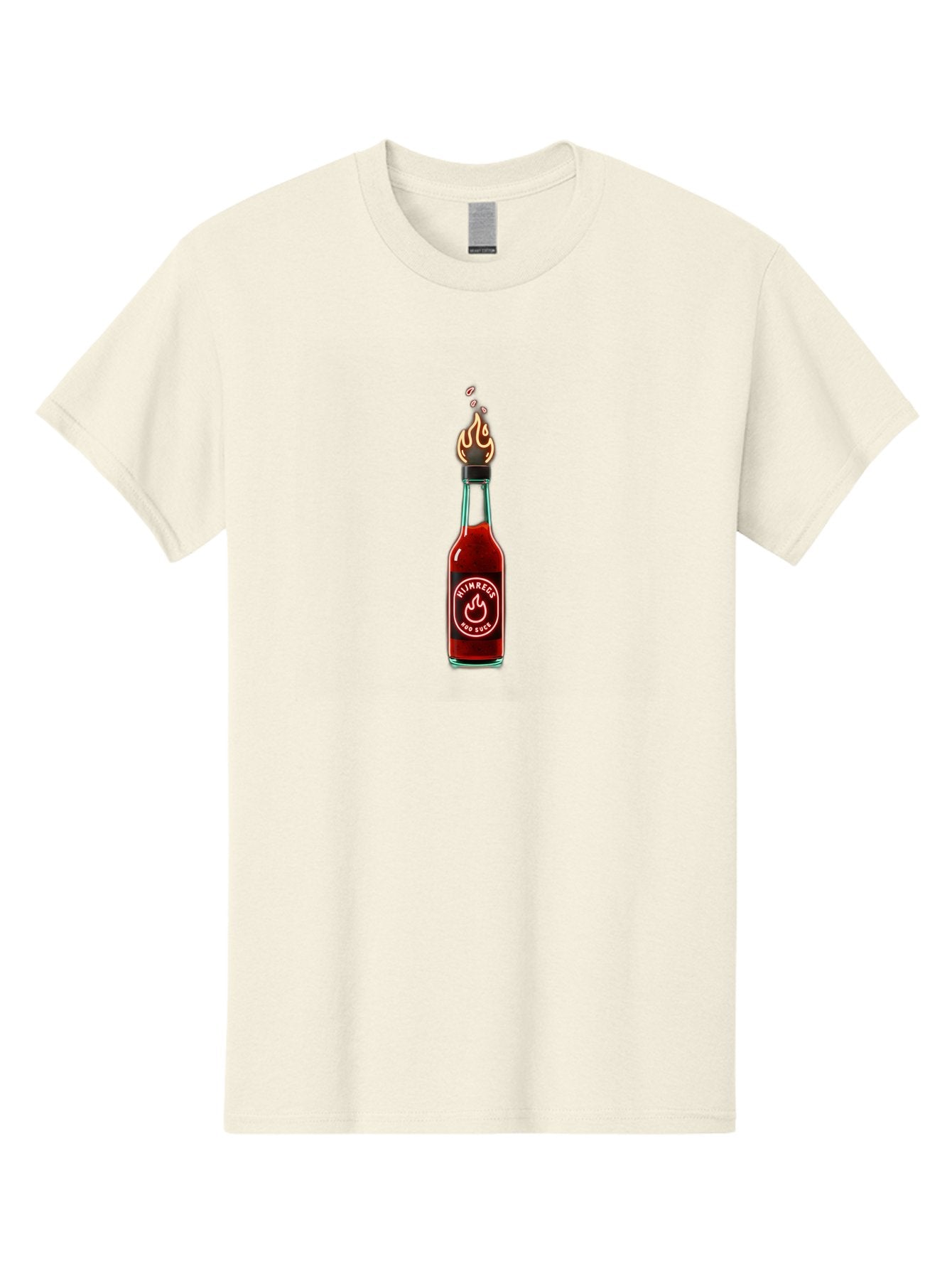 Unimred-Hot-Sauce Men'S Graphic Tee, 100% Cotton, Comfortable Casual Summer Wear, Machine Washable, Hot Sauce Bottle, Spicy Condiment, Ntimred Label, Burning Flame, Fiery Passion, Bold Flavor, Chili Pepper Sauce, Condiment Bottle Bab565 12