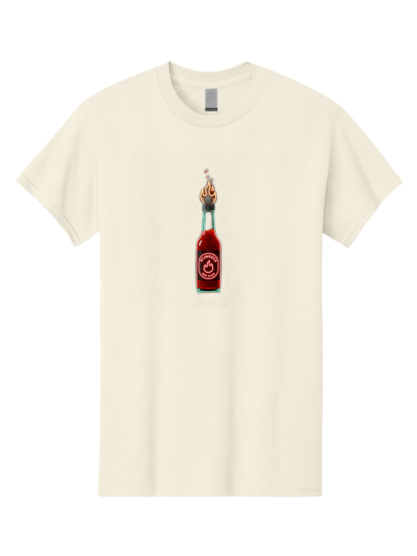 Unimred-Hot-Sauce Men'S Graphic Tee, 100% Cotton, Comfortable Casual Summer Wear, Machine Washable, Hot Sauce Bottle, Spicy Condiment, Ntimred Label, Burning Flame, Fiery Passion, Bold Flavor, Chili Pepper Sauce, Condiment Bottle Bab565 3