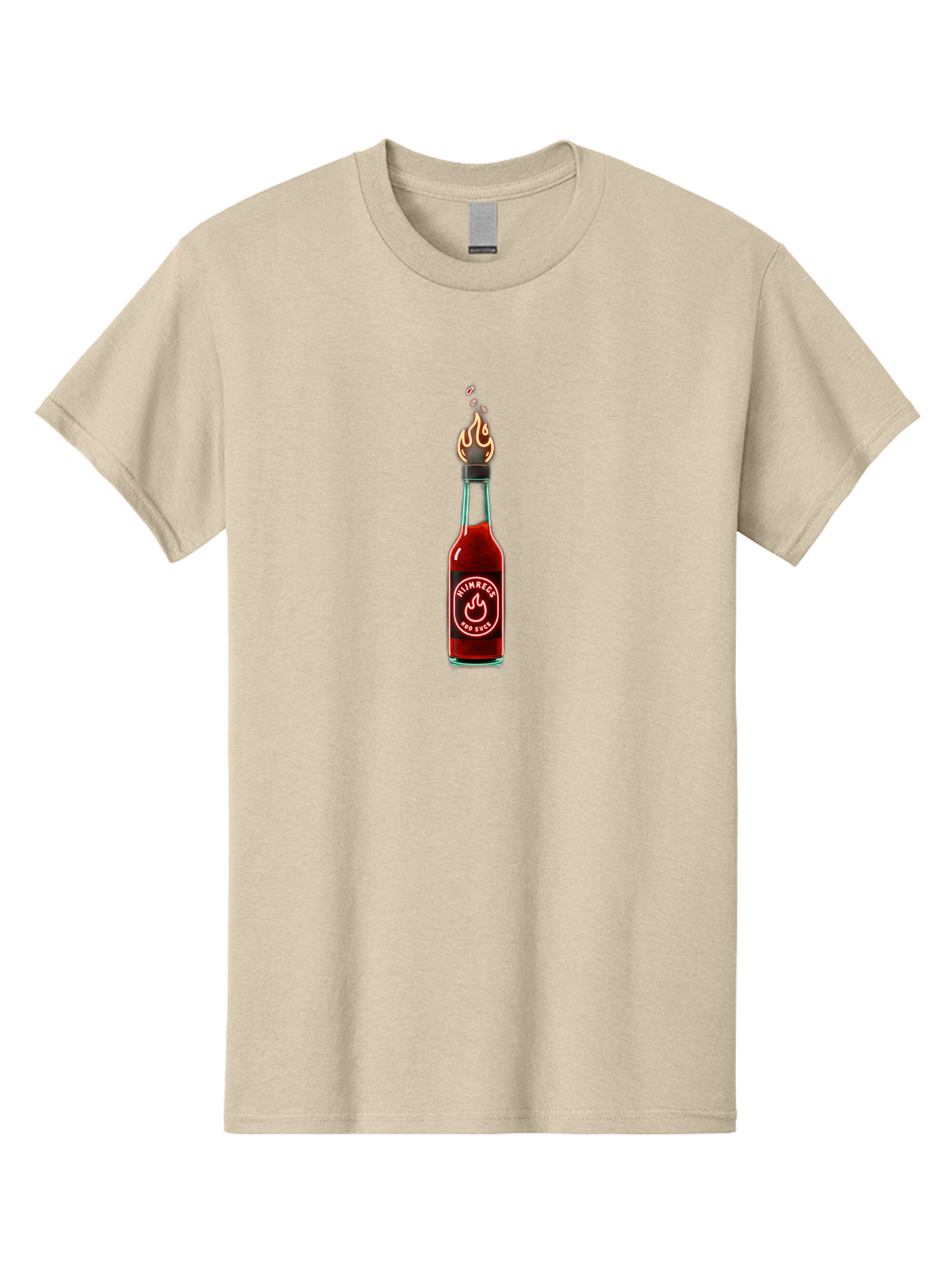 Unimred-Hot-Sauce Men'S Graphic Tee, 100% Cotton, Comfortable Casual Summer Wear, Machine Washable, Hot Sauce Bottle, Spicy Condiment, Ntimred Label, Burning Flame, Fiery Passion, Bold Flavor, Chili Pepper Sauce, Condiment Bottle Bab565