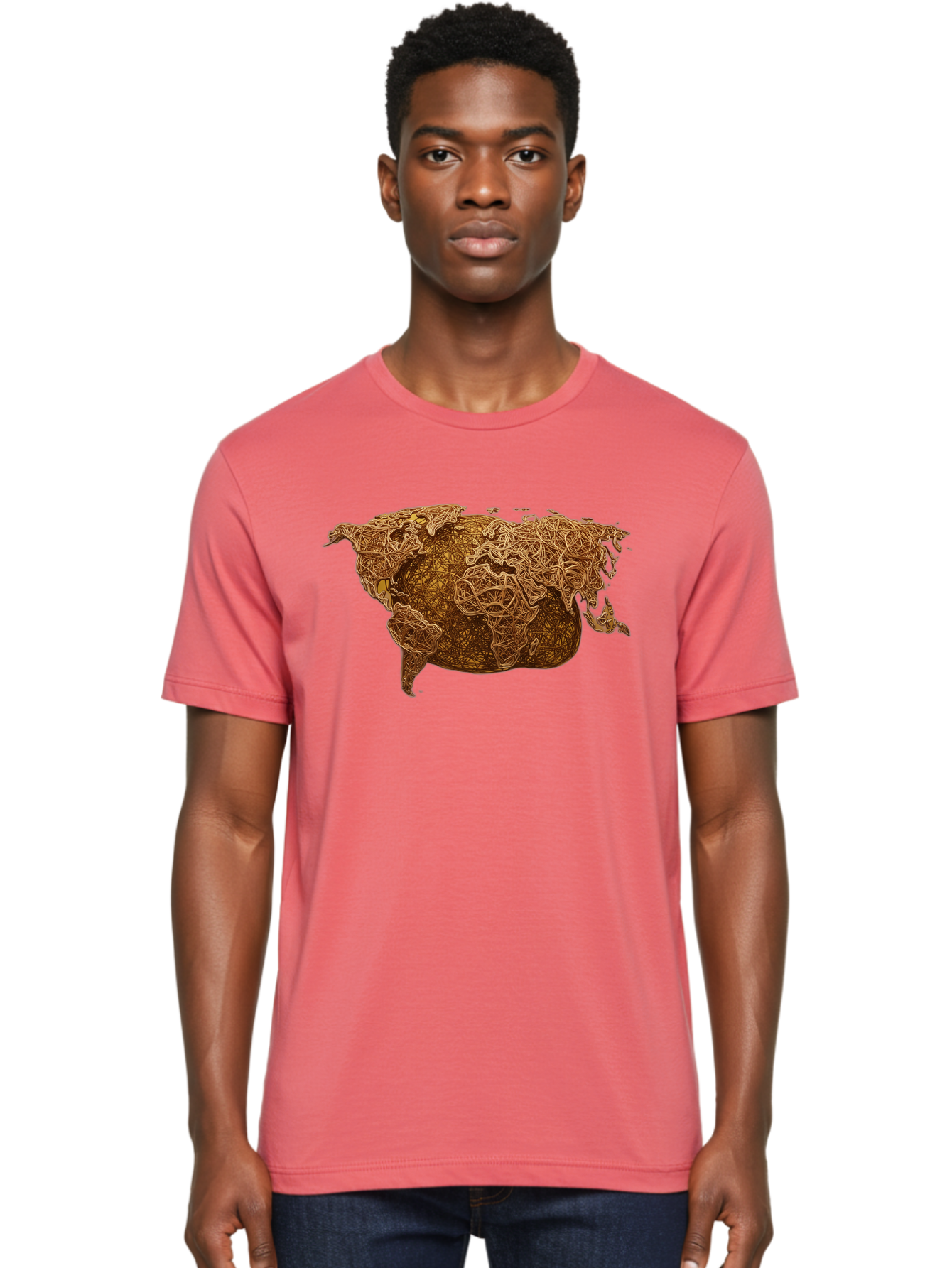 United-States-Map Men'S Graphic Tee, 100% Cotton, Comfortable Casual Summer Wear, Machine Washable, Abstract Map, Usa, Intricate Lines, Earthy Tones, Complex Patterns, Artistic Representation, Geographic Illustration, Detailed Artwork, Bab566 27