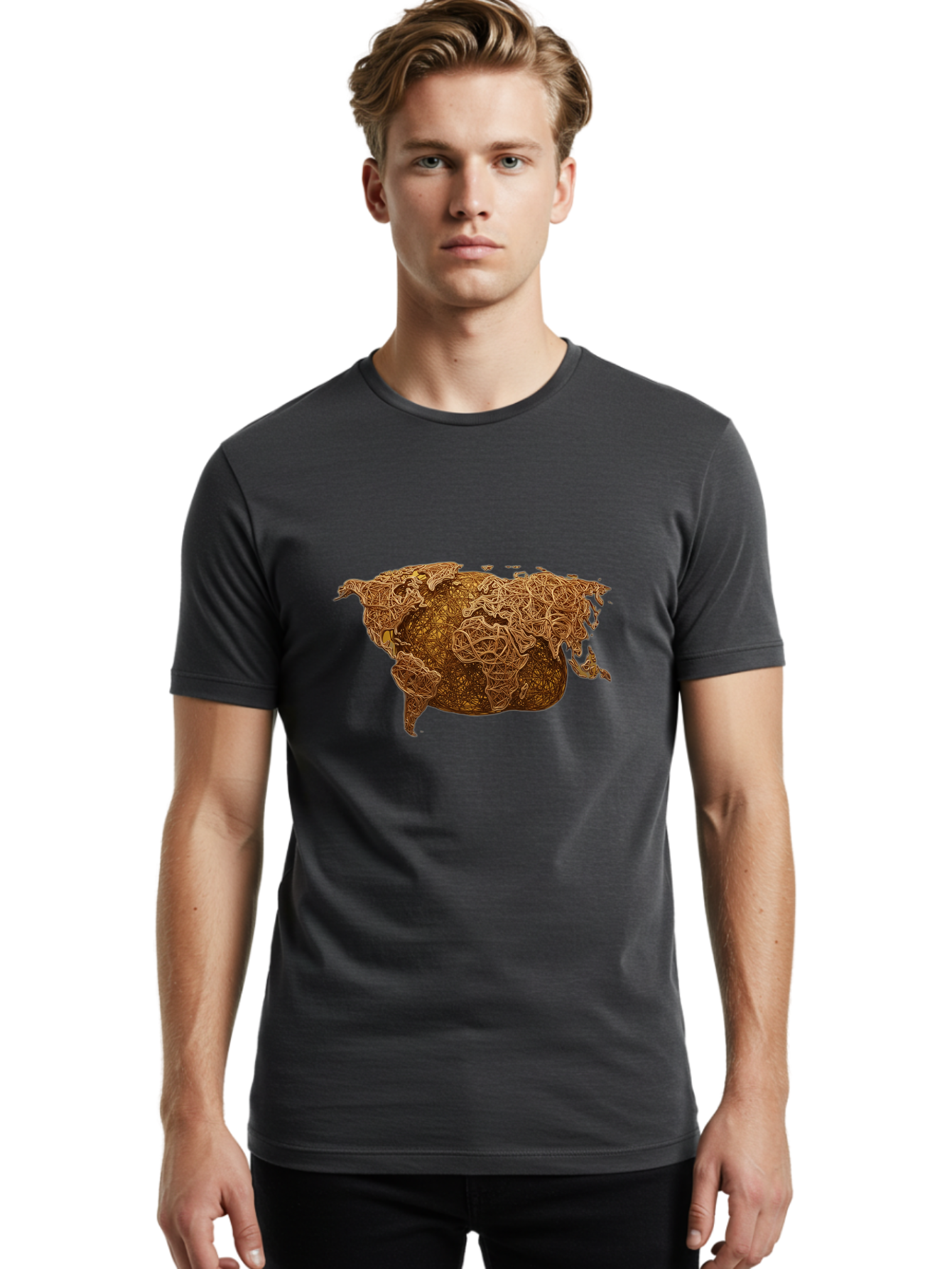United-States-Map Men'S Graphic Tee, 100% Cotton, Comfortable Casual Summer Wear, Machine Washable, Abstract Map, Usa, Intricate Lines, Earthy Tones, Complex Patterns, Artistic Representation, Geographic Illustration, Detailed Artwork, Bab566 24