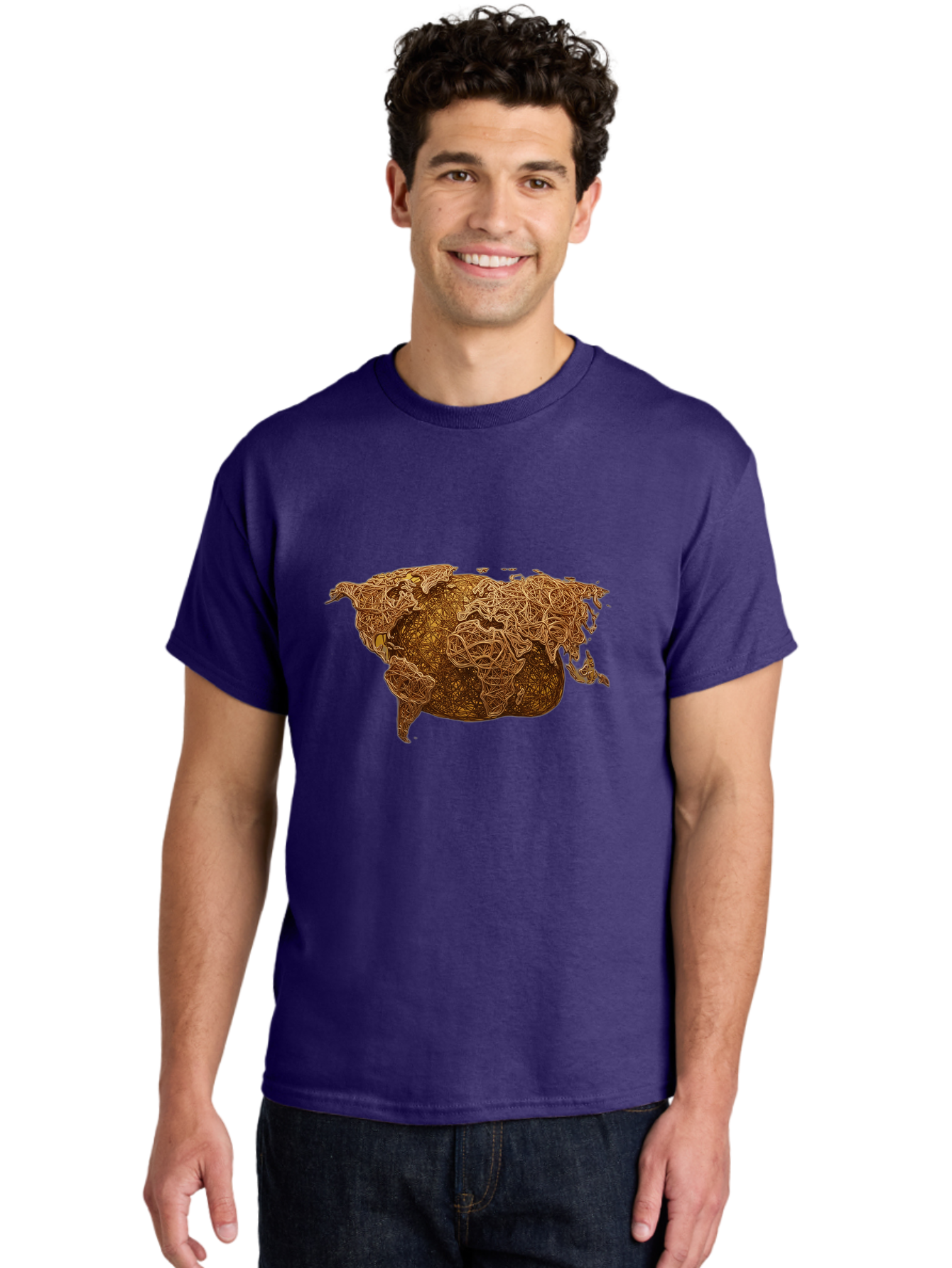 United-States-Map Men'S Graphic Tee, 100% Cotton, Comfortable Casual Summer Wear, Machine Washable, Abstract Map, Usa, Intricate Lines, Earthy Tones, Complex Patterns, Artistic Representation, Geographic Illustration, Detailed Artwork, Bab566 19