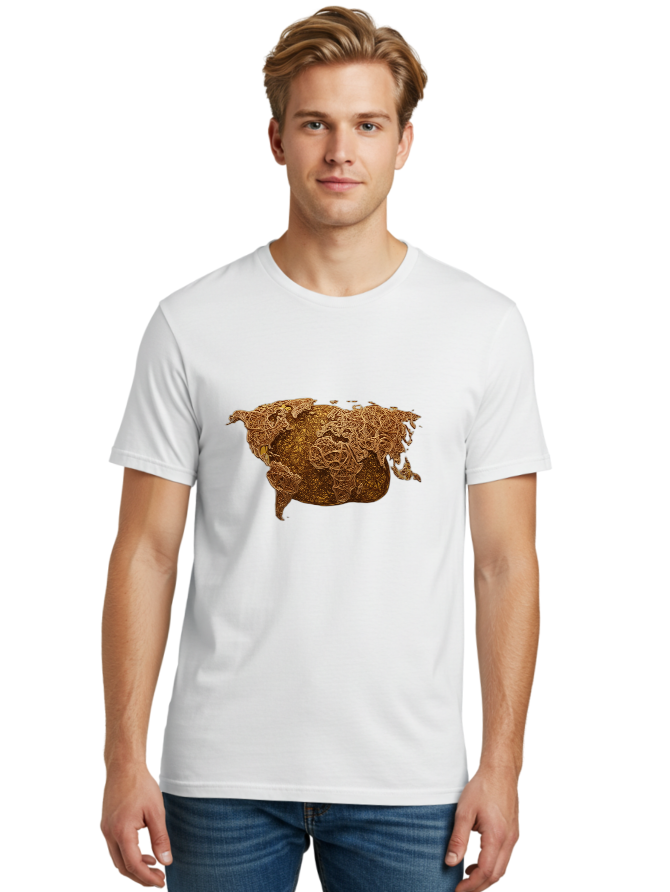 United-States-Map Men'S Graphic Tee, 100% Cotton, Comfortable Casual Summer Wear, Machine Washable, Abstract Map, Usa, Intricate Lines, Earthy Tones, Complex Patterns, Artistic Representation, Geographic Illustration, Detailed Artwork, Bab566 21