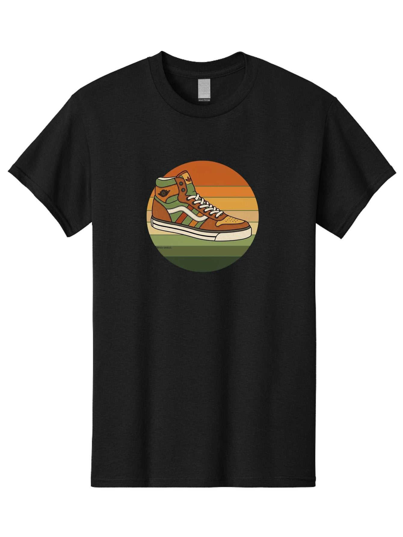 Vans-Shoes Men'S Graphic Tee, 100% Cotton, Comfortable Casual Summer Wear, Machine Washable, Vans Sneaker, Streetwear Fashion, Casual Footwear, Skateboarding Shoes, Green And Brown Color Scheme, High-Top Design, White Laces, Bab567 5