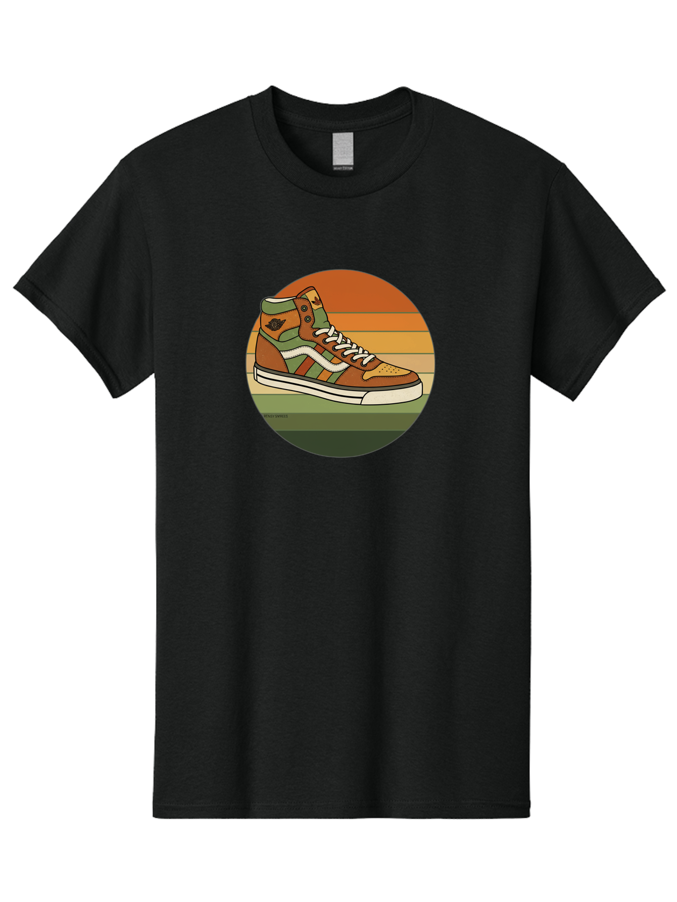 Vans-Shoes Men'S Graphic Tee, 100% Cotton, Comfortable Casual Summer Wear, Machine Washable, Vans Sneaker, Streetwear Fashion, Casual Footwear, Skateboarding Shoes, Green And Brown Color Scheme, High-Top Design, White Laces, Bab567 8