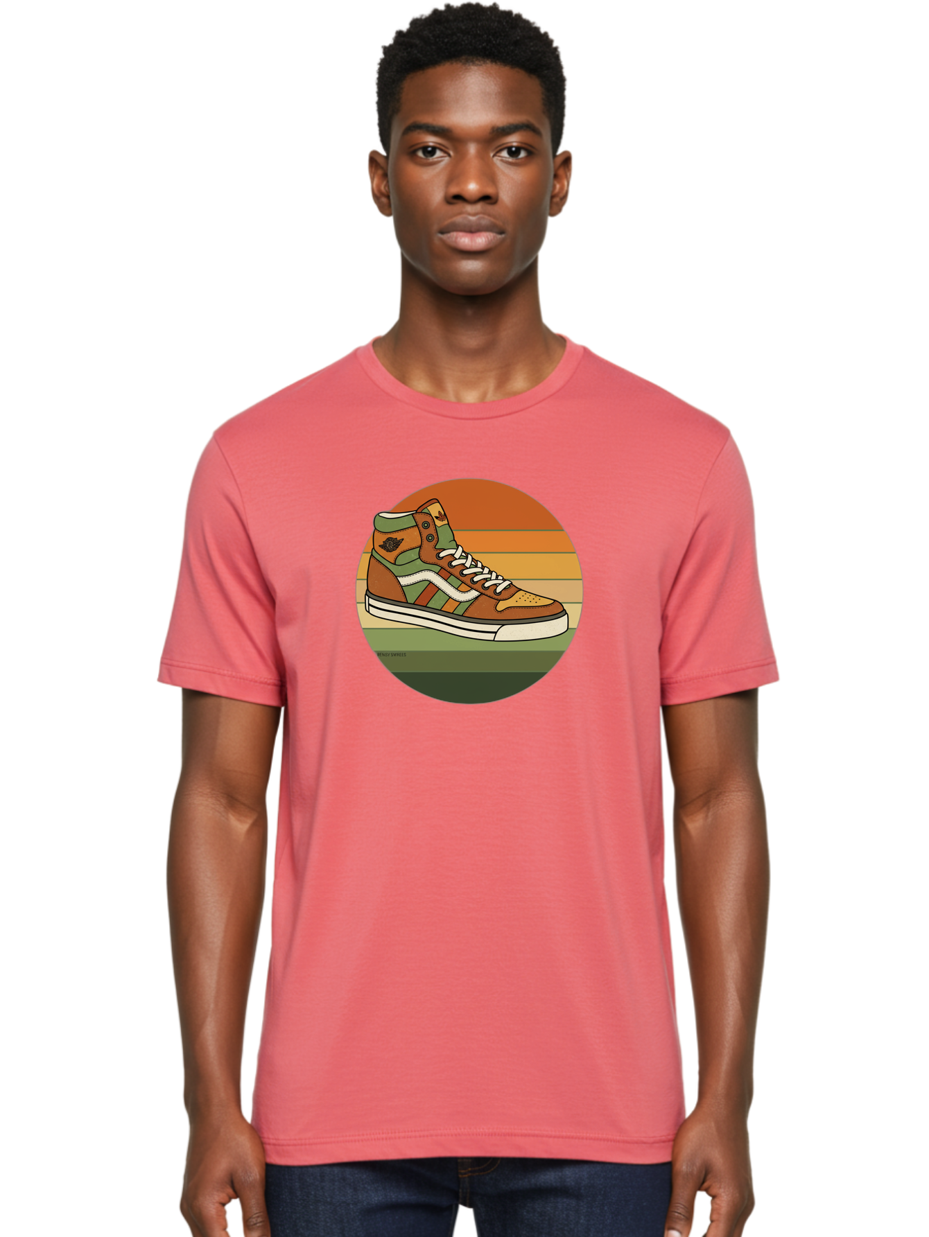 Vans-Shoes Men'S Graphic Tee, 100% Cotton, Comfortable Casual Summer Wear, Machine Washable, Vans Sneaker, Streetwear Fashion, Casual Footwear, Skateboarding Shoes, Green And Brown Color Scheme, High-Top Design, White Laces, Bab567 18