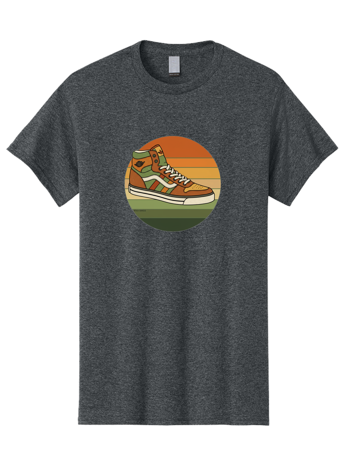 Vans-Shoes Men'S Graphic Tee, 100% Cotton, Comfortable Casual Summer Wear, Machine Washable, Vans Sneaker, Streetwear Fashion, Casual Footwear, Skateboarding Shoes, Green And Brown Color Scheme, High-Top Design, White Laces, Bab567 6