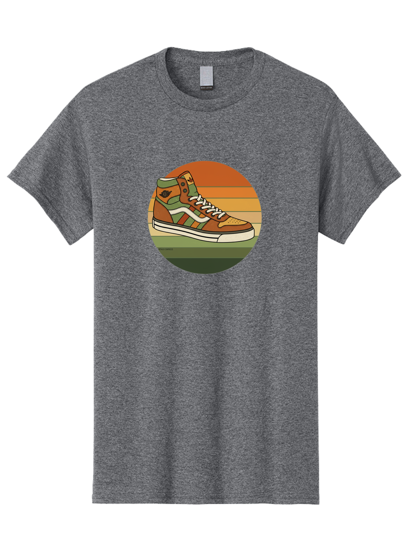 Vans-Shoes Men'S Graphic Tee, 100% Cotton, Comfortable Casual Summer Wear, Machine Washable, Vans Sneaker, Streetwear Fashion, Casual Footwear, Skateboarding Shoes, Green And Brown Color Scheme, High-Top Design, White Laces, Bab567 14