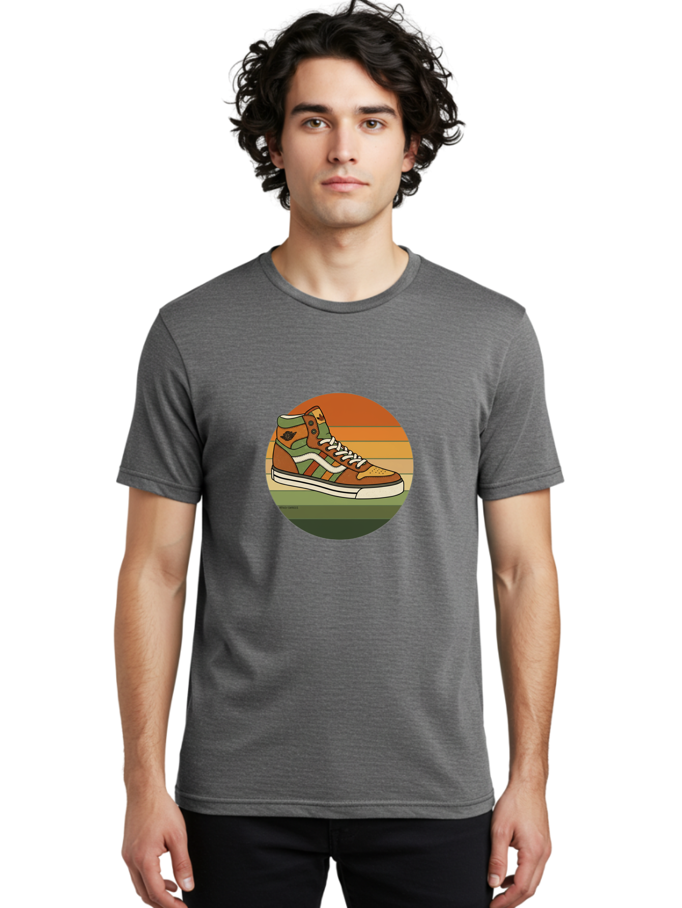 Vans-Shoes Men'S Graphic Tee, 100% Cotton, Comfortable Casual Summer Wear, Machine Washable, Vans Sneaker, Streetwear Fashion, Casual Footwear, Skateboarding Shoes, Green And Brown Color Scheme, High-Top Design, White Laces, Bab567 29