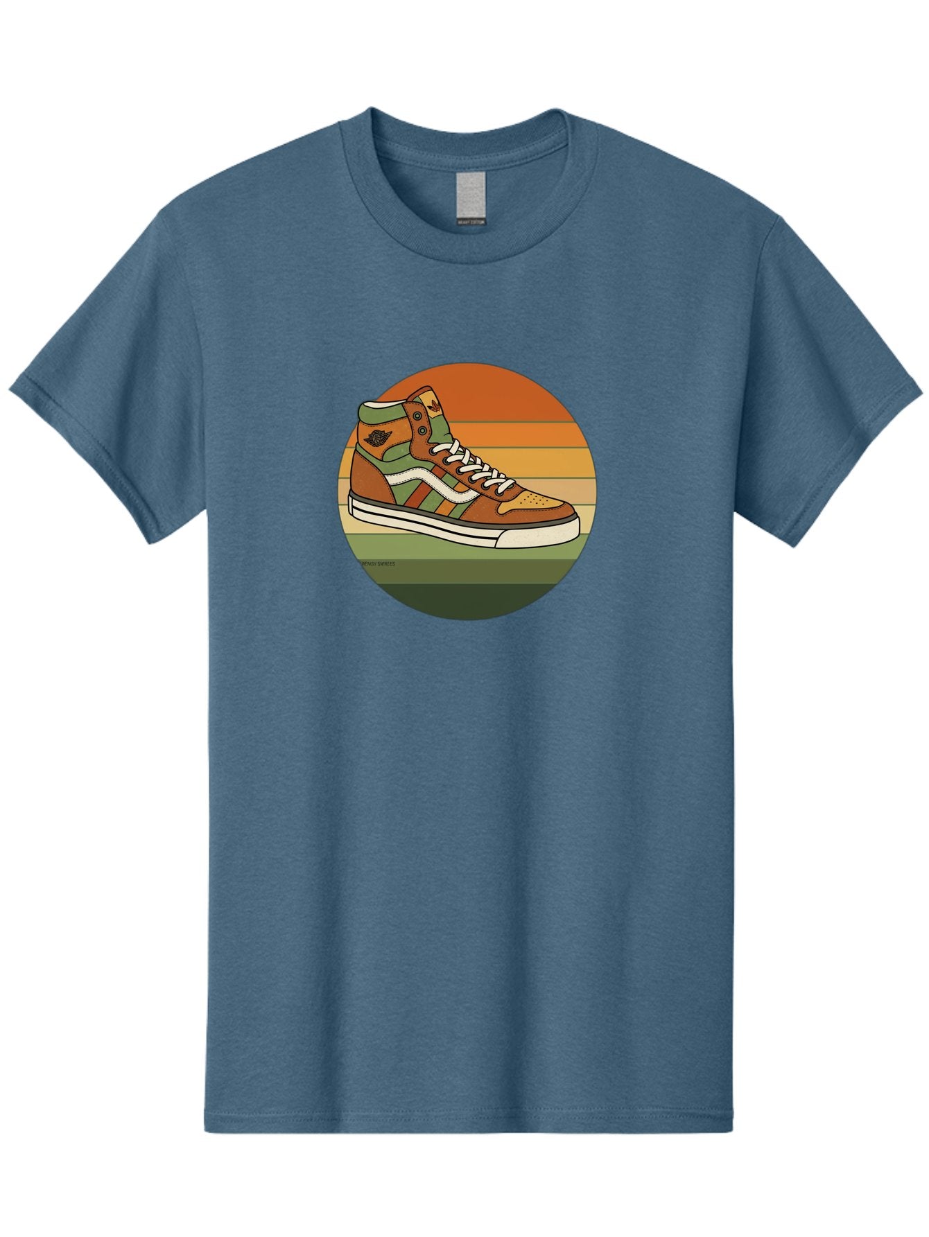 Vans-Shoes Men'S Graphic Tee, 100% Cotton, Comfortable Casual Summer Wear, Machine Washable, Vans Sneaker, Streetwear Fashion, Casual Footwear, Skateboarding Shoes, Green And Brown Color Scheme, High-Top Design, White Laces, Bab567 14