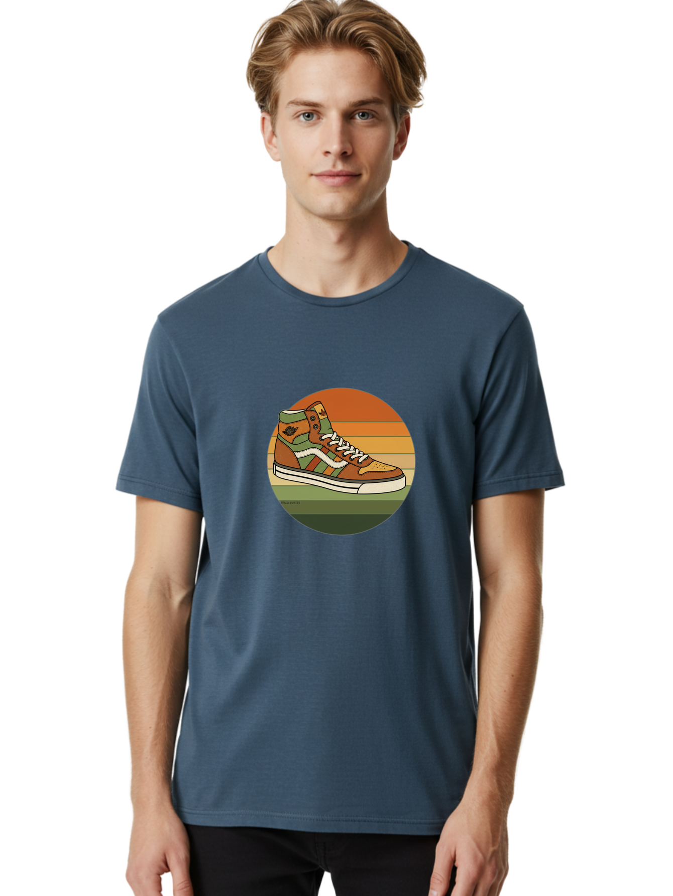 Vans-Shoes Men'S Graphic Tee, 100% Cotton, Comfortable Casual Summer Wear, Machine Washable, Vans Sneaker, Streetwear Fashion, Casual Footwear, Skateboarding Shoes, Green And Brown Color Scheme, High-Top Design, White Laces, Bab567 17