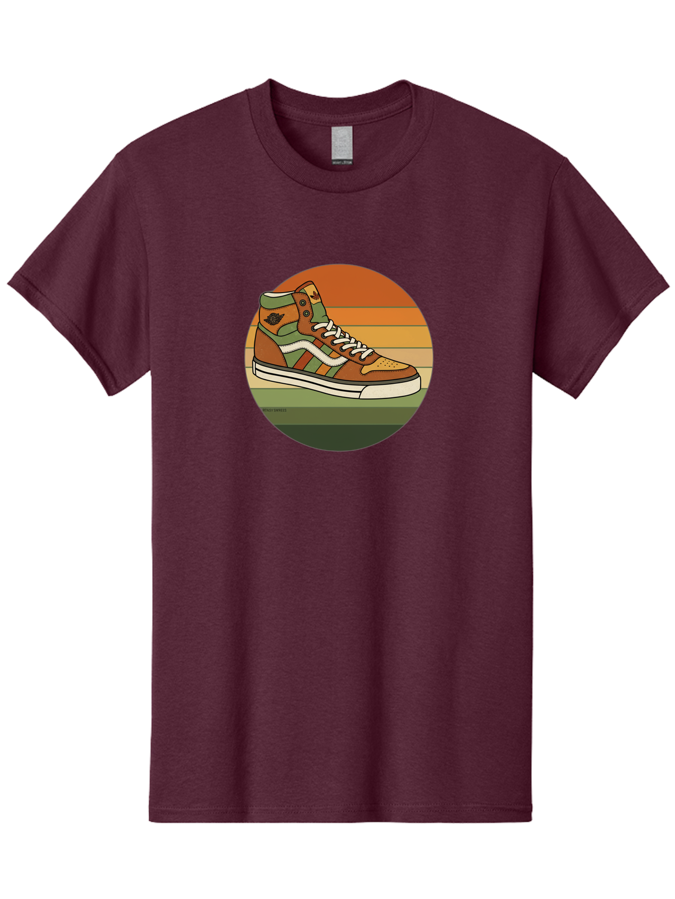 Vans-Shoes Men'S Graphic Tee, 100% Cotton, Comfortable Casual Summer Wear, Machine Washable, Vans Sneaker, Streetwear Fashion, Casual Footwear, Skateboarding Shoes, Green And Brown Color Scheme, High-Top Design, White Laces, Bab567 4